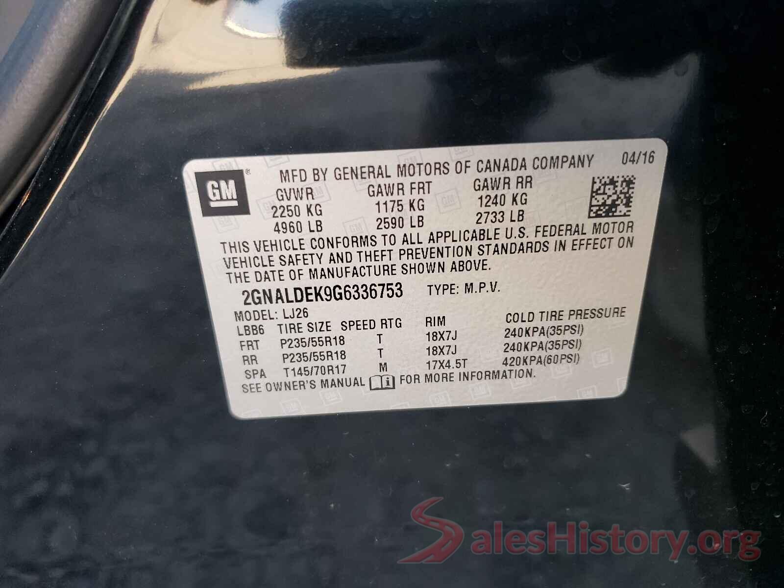 2GNALDEK9G6336753 2016 CHEVROLET EQUINOX