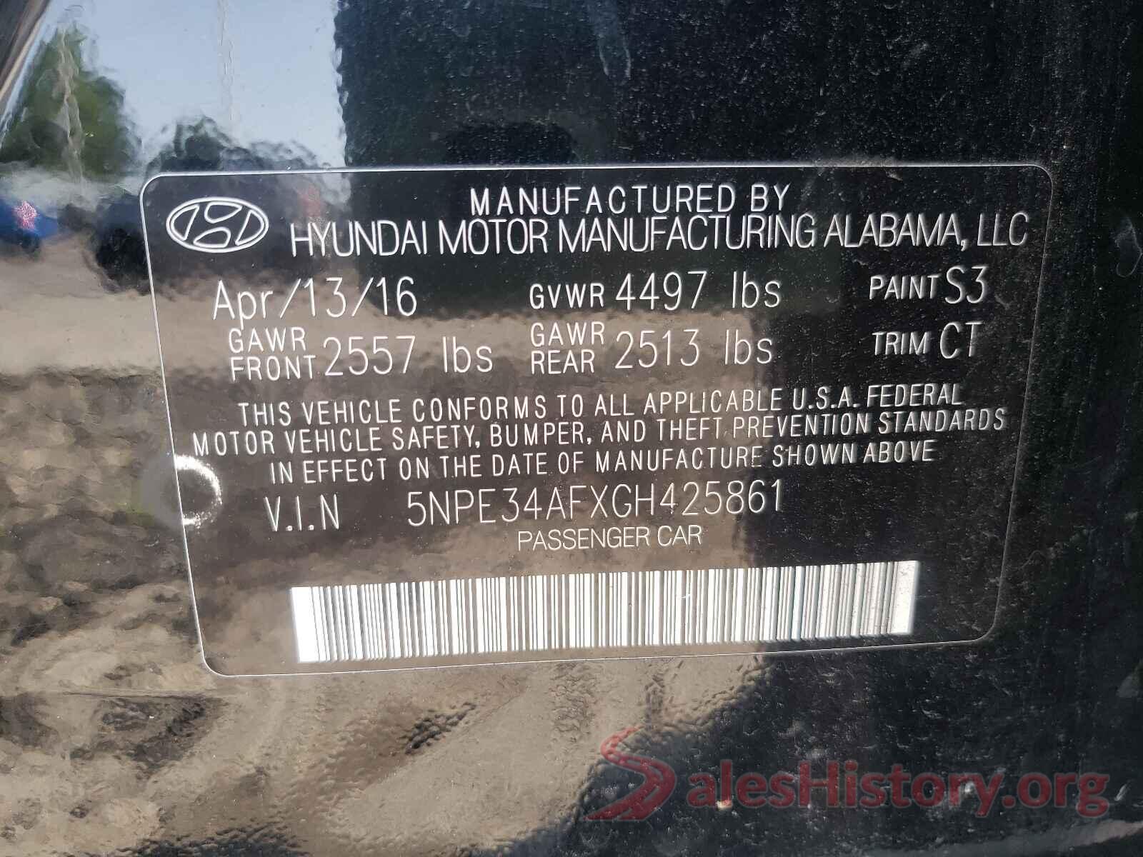 5NPE34AFXGH425861 2016 HYUNDAI SONATA