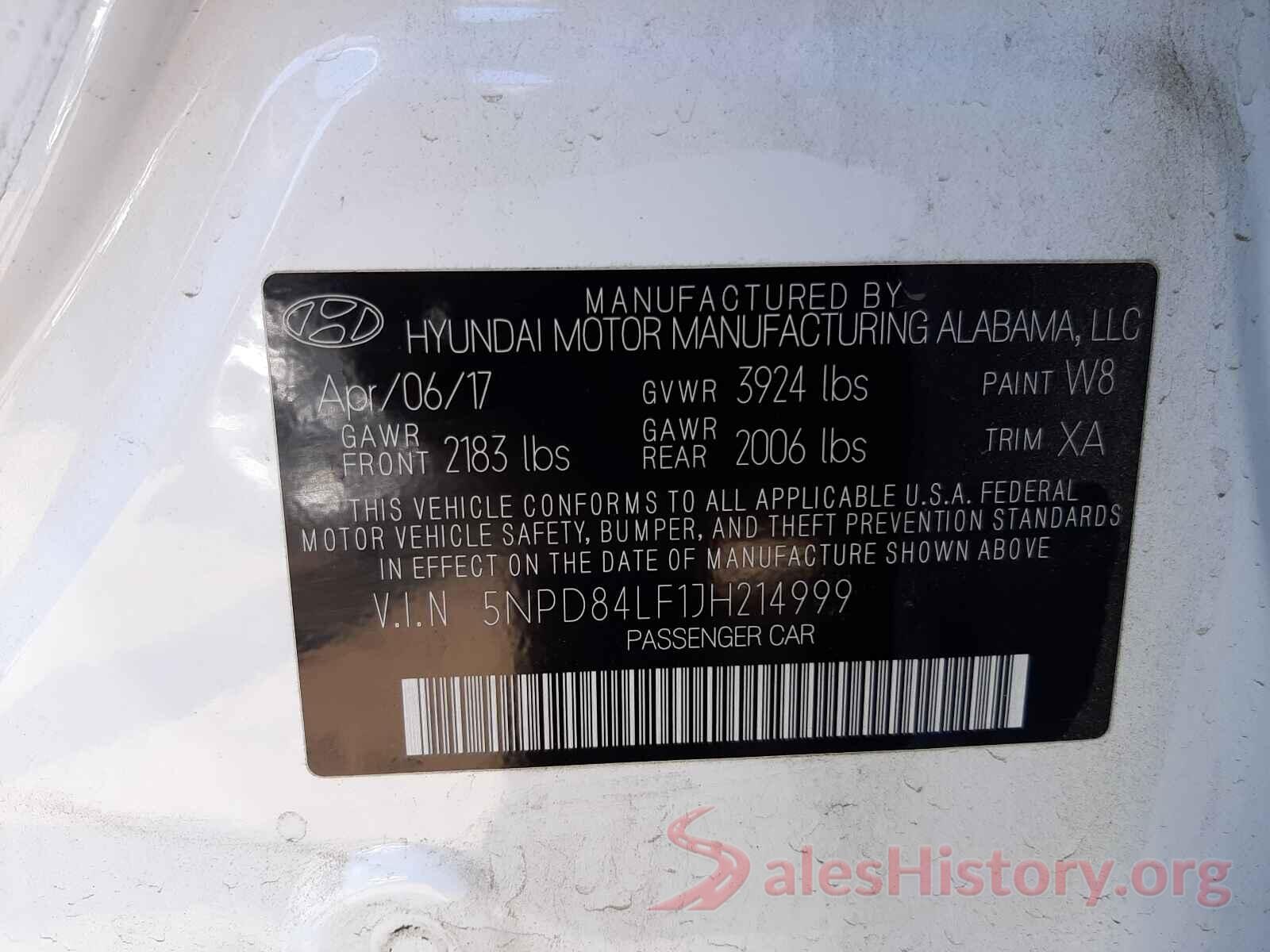 5NPD84LF1JH214999 2018 HYUNDAI ELANTRA