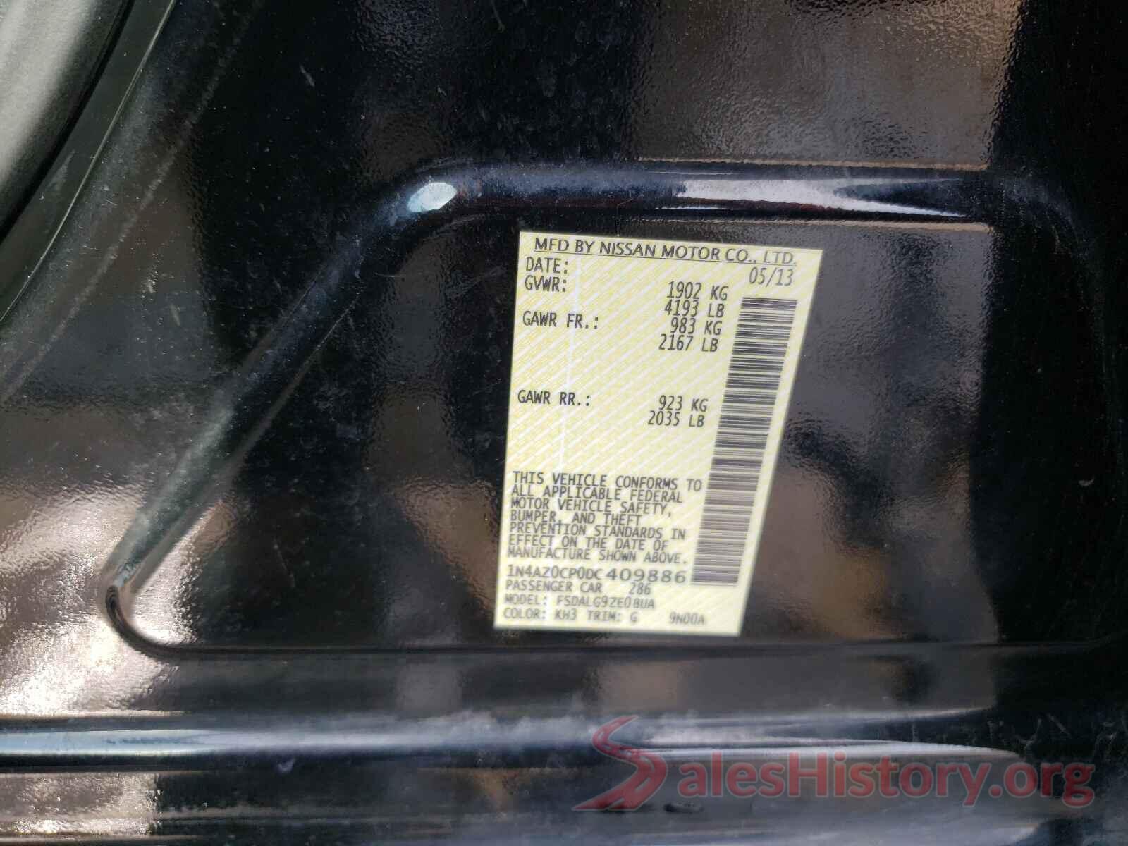 1N4AZ0CP0DC409886 2013 NISSAN LEAF