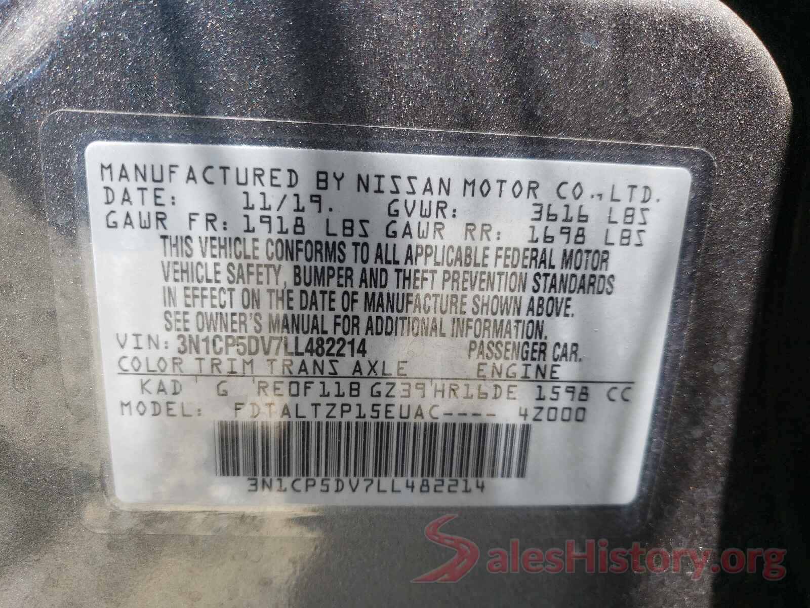 3N1CP5DV7LL482214 2020 NISSAN KICKS