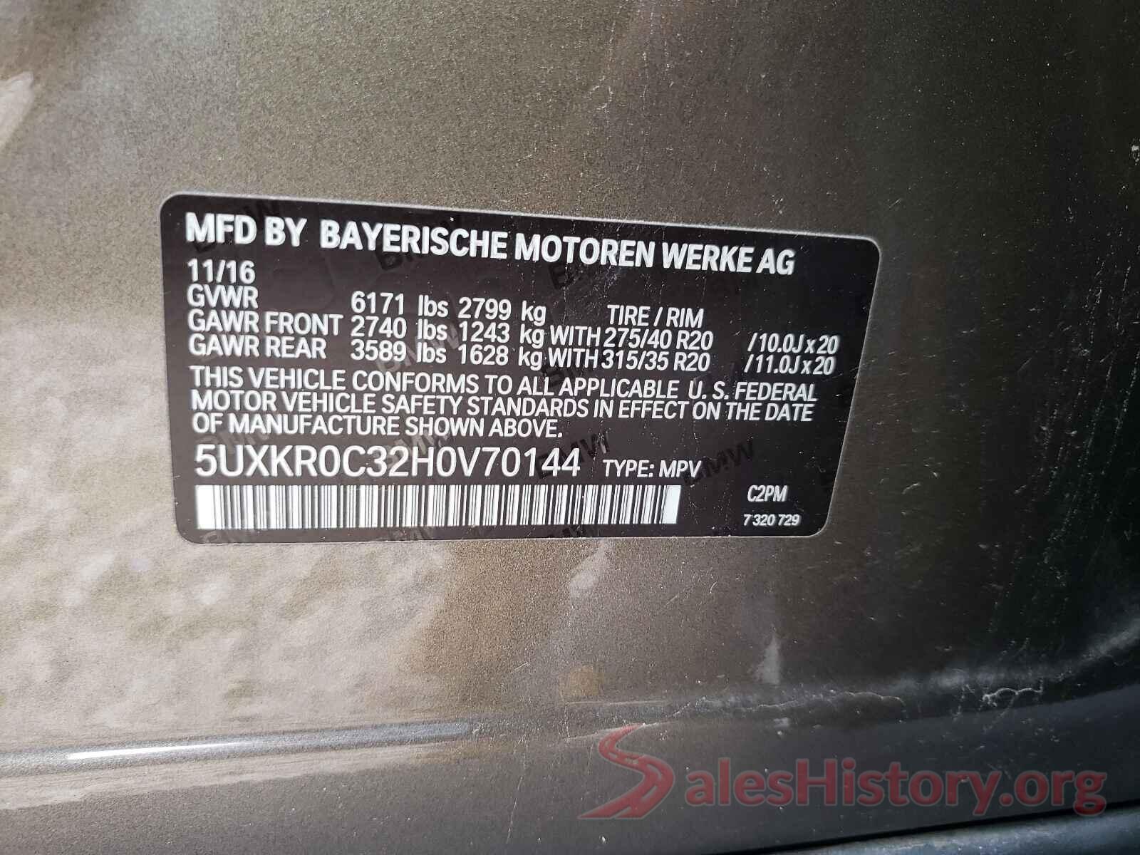 5UXKR0C32H0V70144 2017 BMW X5