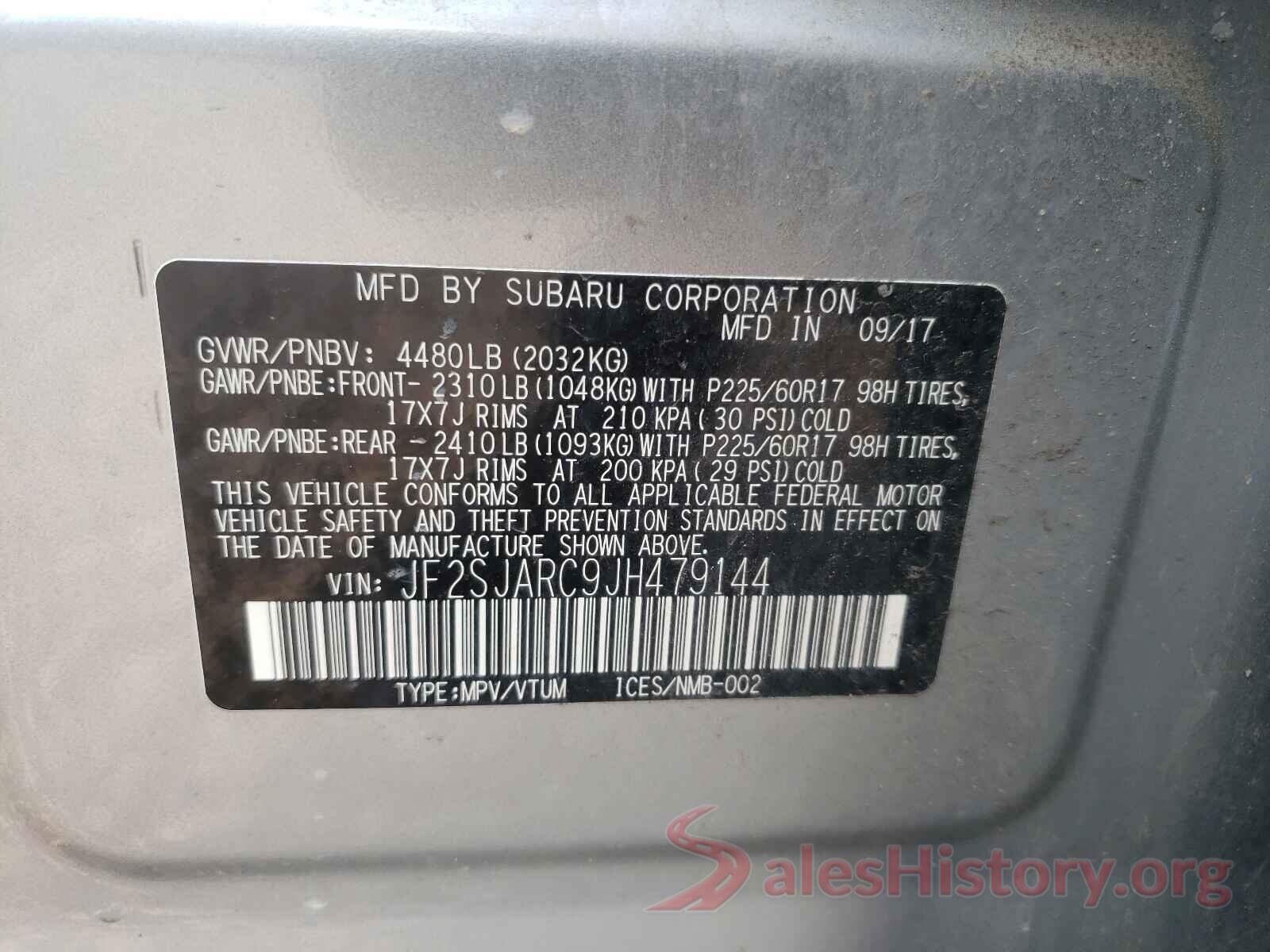 JF2SJARC9JH479144 2018 SUBARU FORESTER