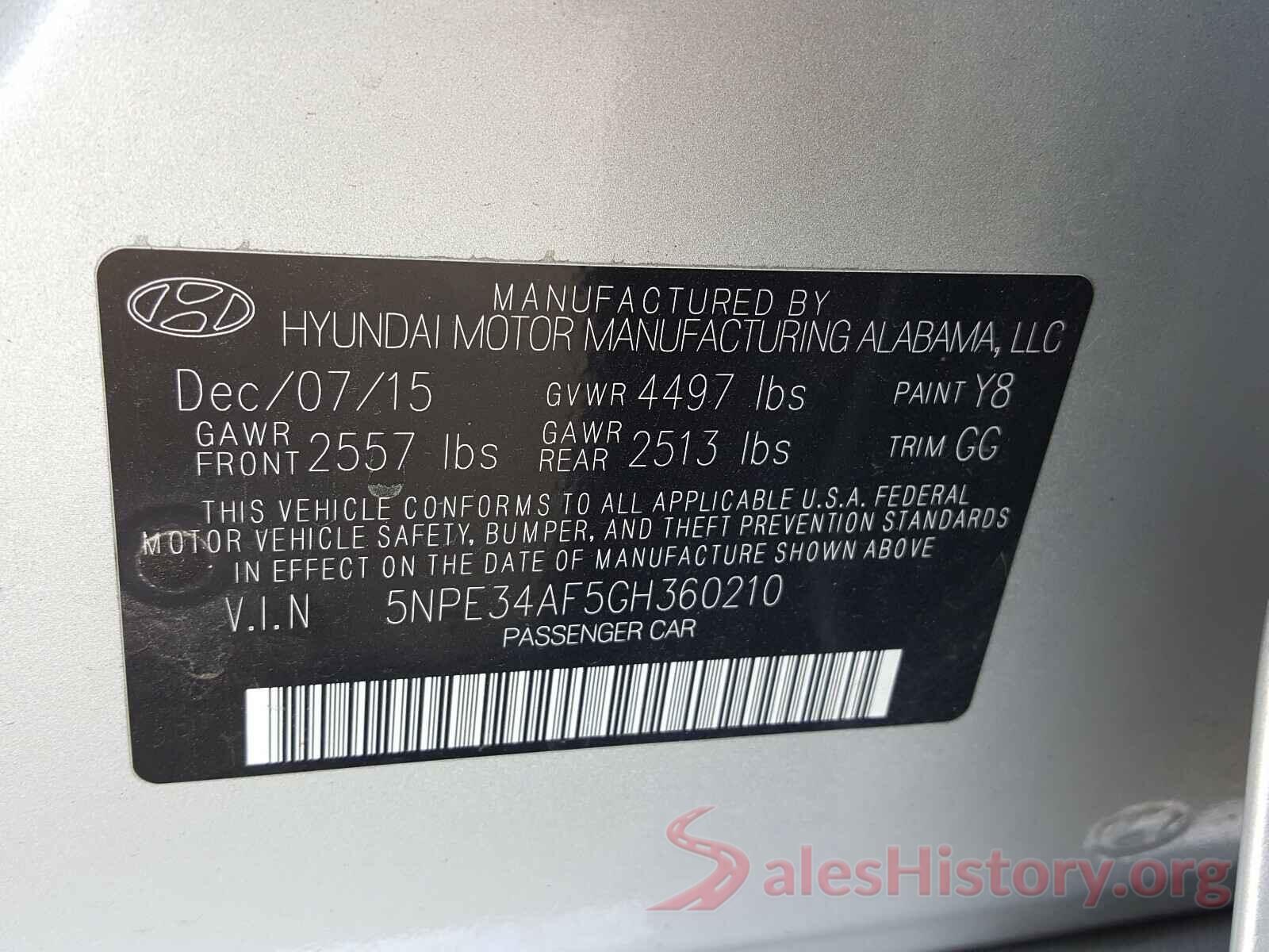 5NPE34AF5GH360210 2016 HYUNDAI SONATA