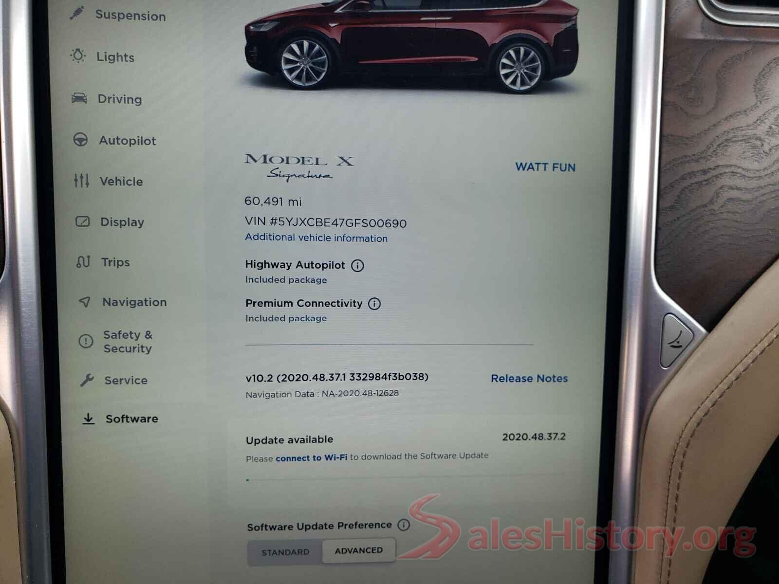 5YJXCBE47GFS00690 2016 TESLA MODEL X