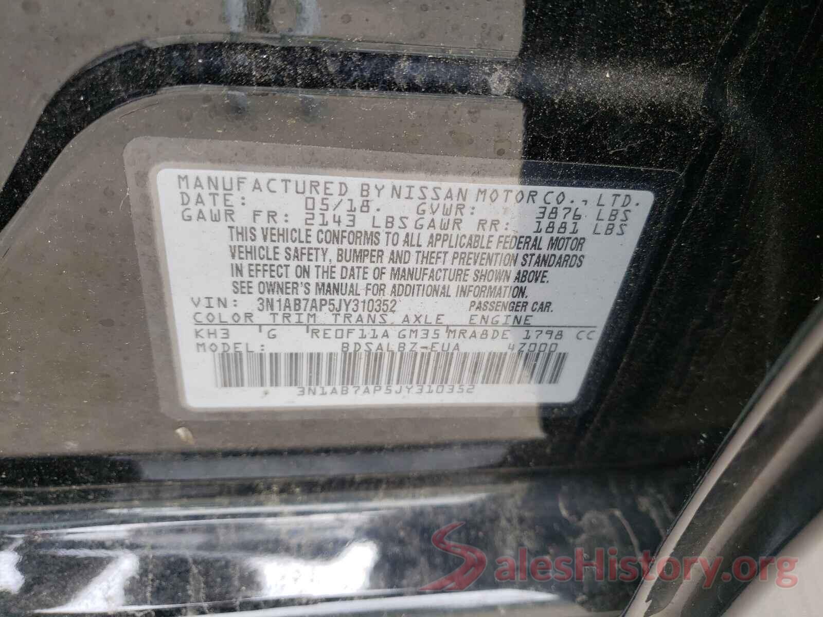 3N1AB7AP5JY310352 2018 NISSAN SENTRA