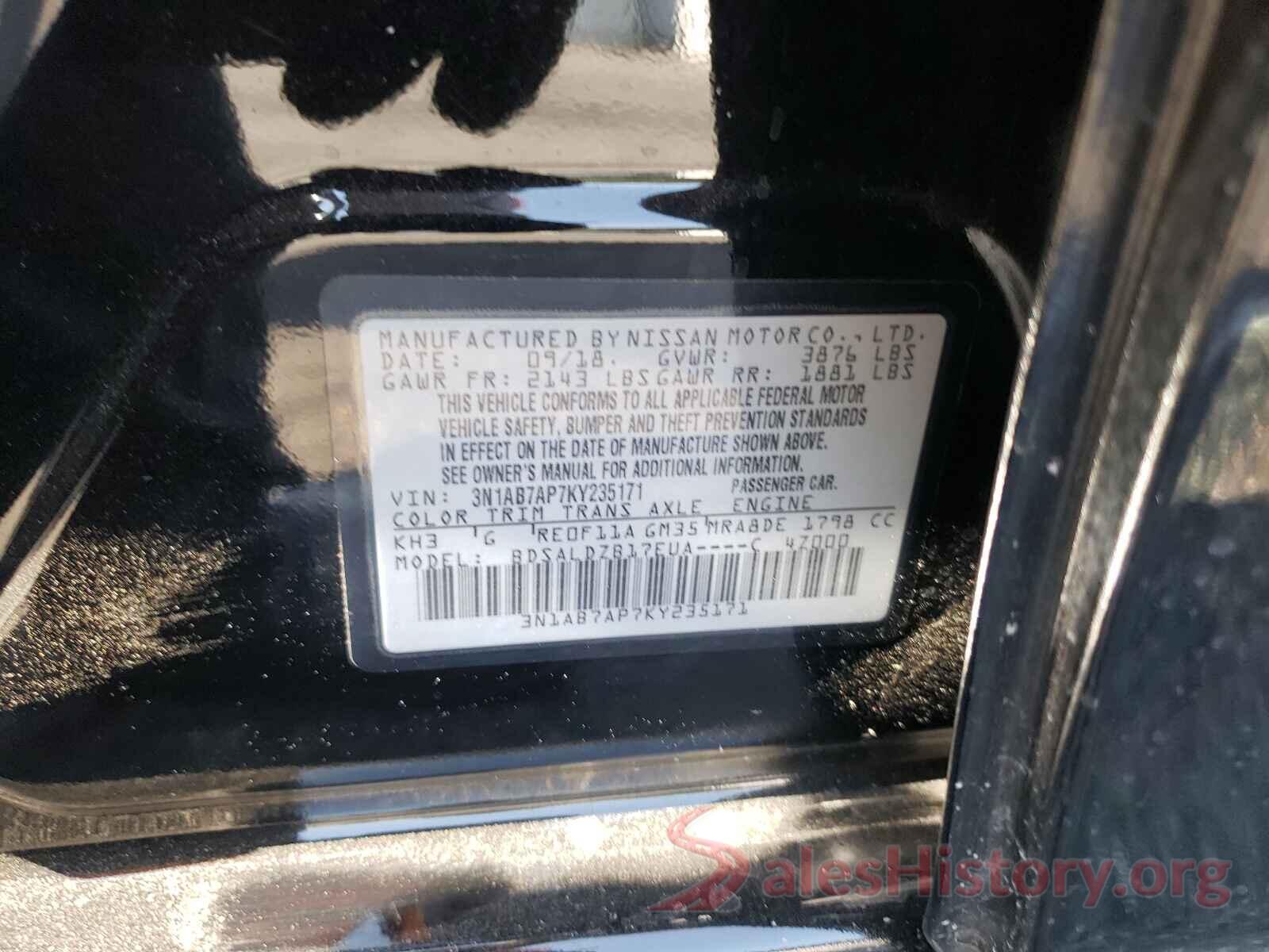 3N1AB7AP7KY235171 2019 NISSAN SENTRA