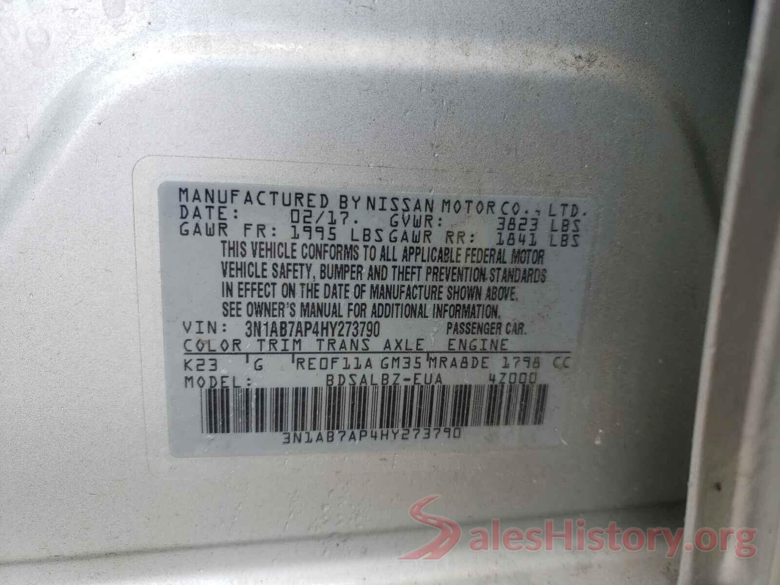 3N1AB7AP4HY273790 2017 NISSAN SENTRA