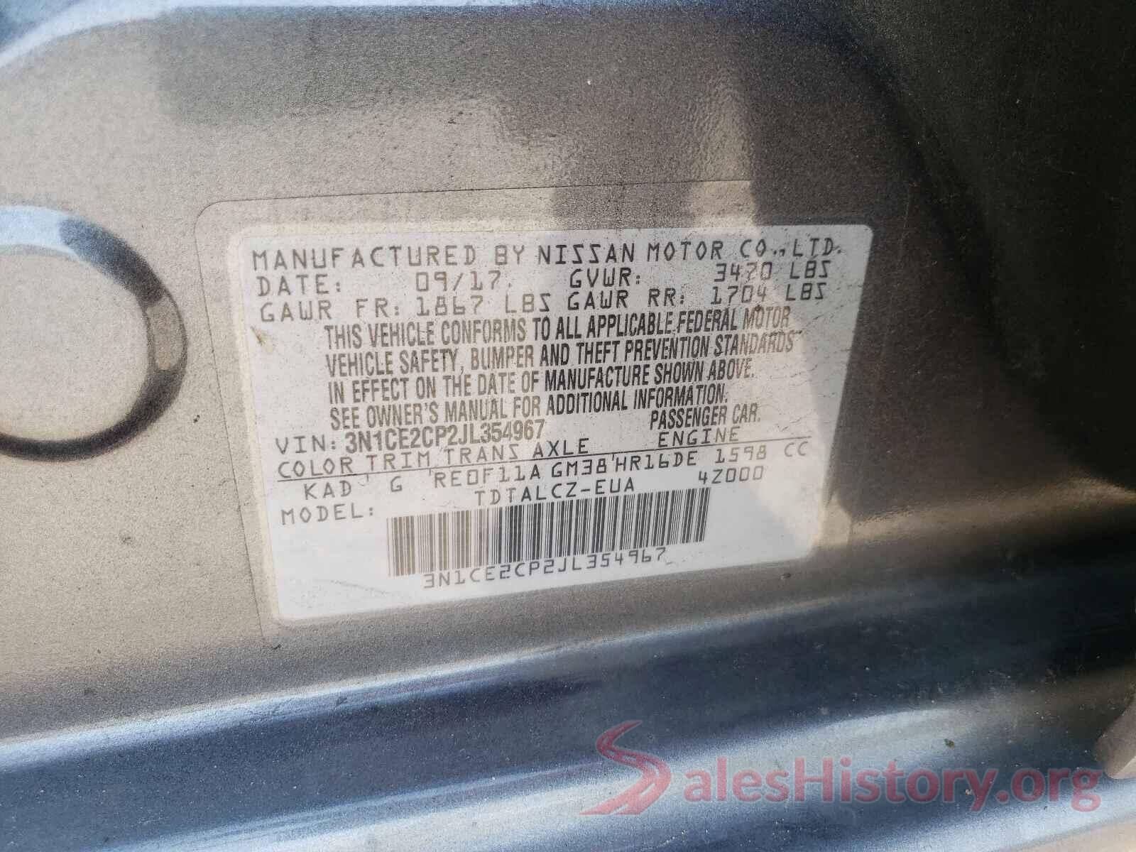 3N1CE2CP2JL354967 2018 NISSAN VERSA