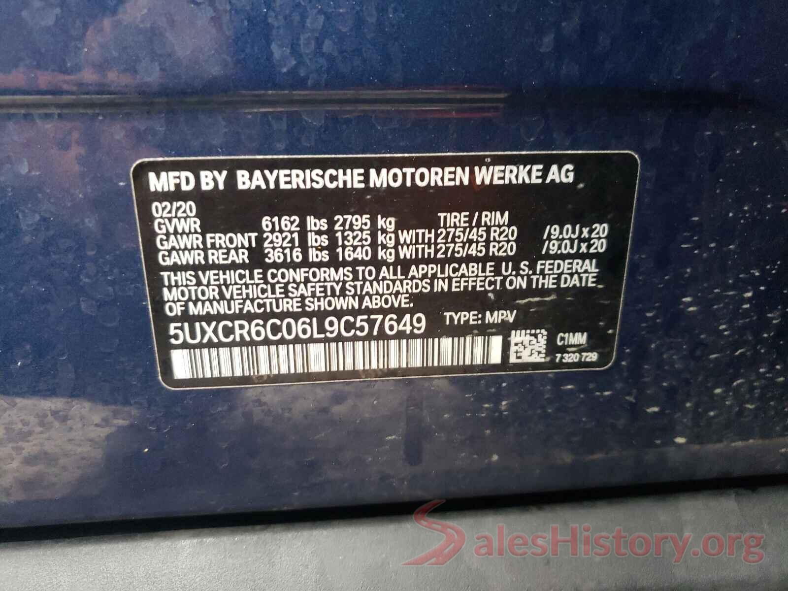 5UXCR6C06L9C57649 2020 BMW X5