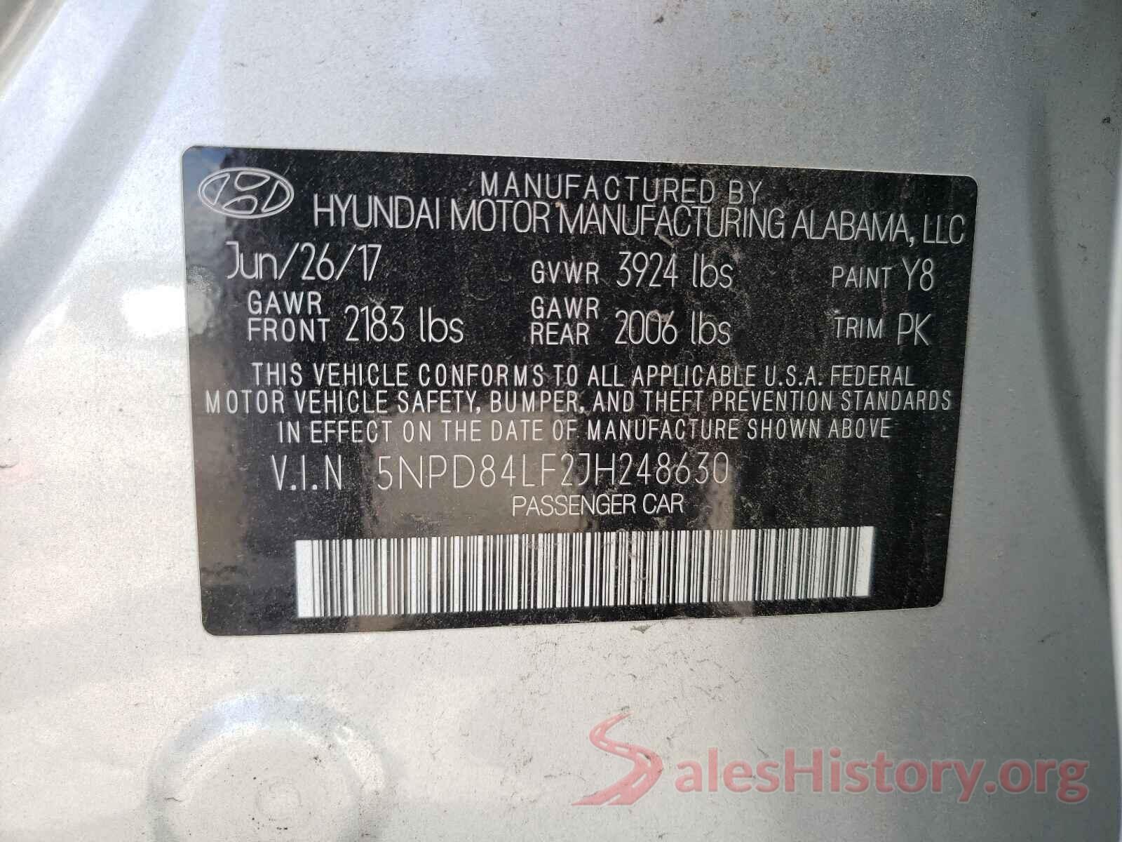 5NPD84LF2JH248630 2018 HYUNDAI ELANTRA