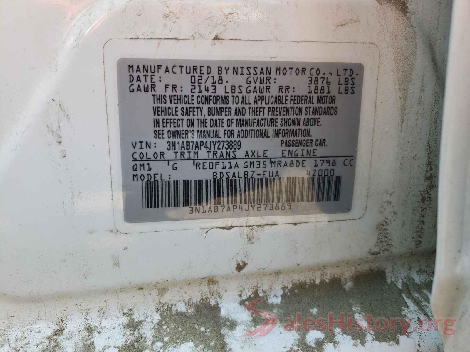 3N1AB7AP4JY273889 2018 NISSAN SENTRA