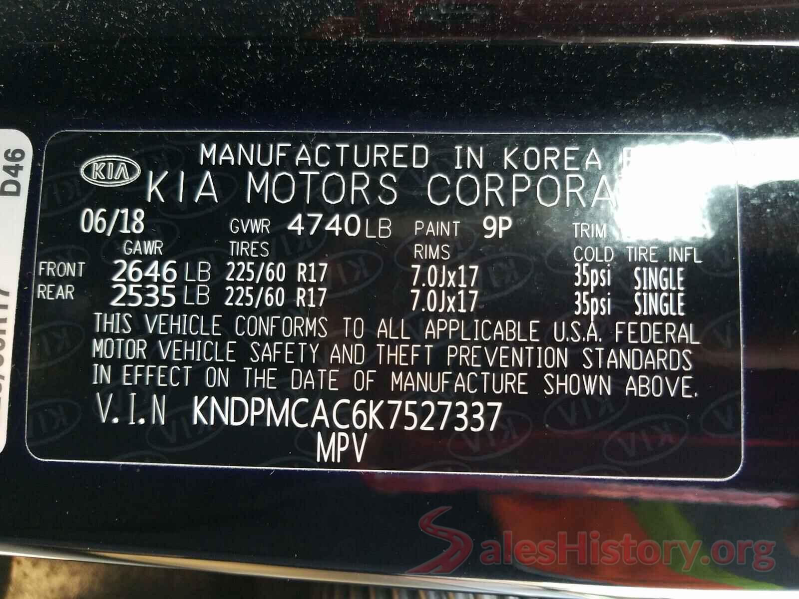 KNDPMCAC6K7527337 2019 KIA SPORTAGE