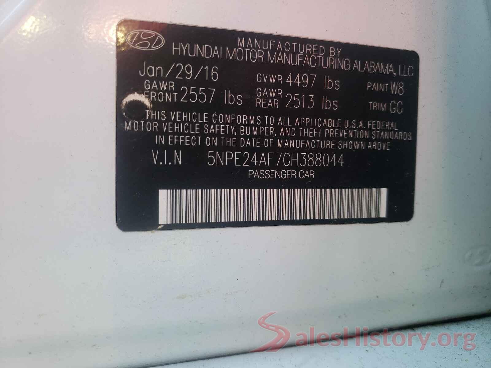 5NPE24AF7GH388044 2016 HYUNDAI SONATA