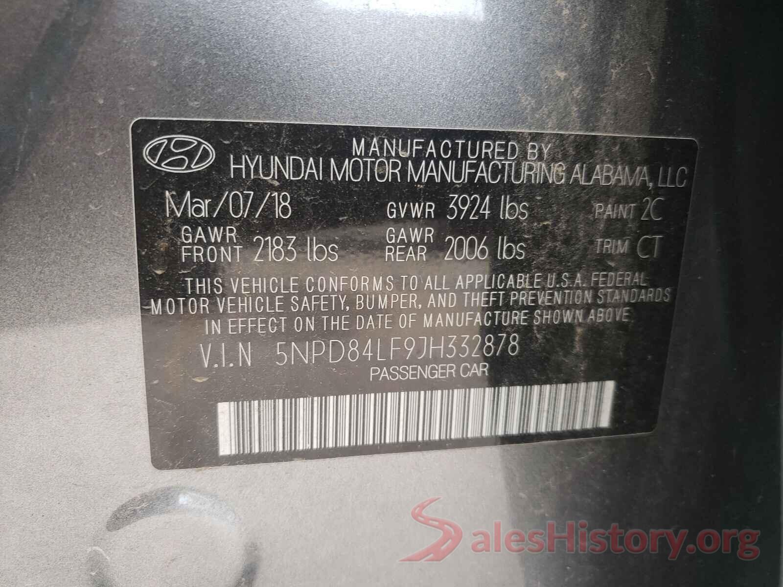 5NPD84LF9JH332878 2018 HYUNDAI ELANTRA