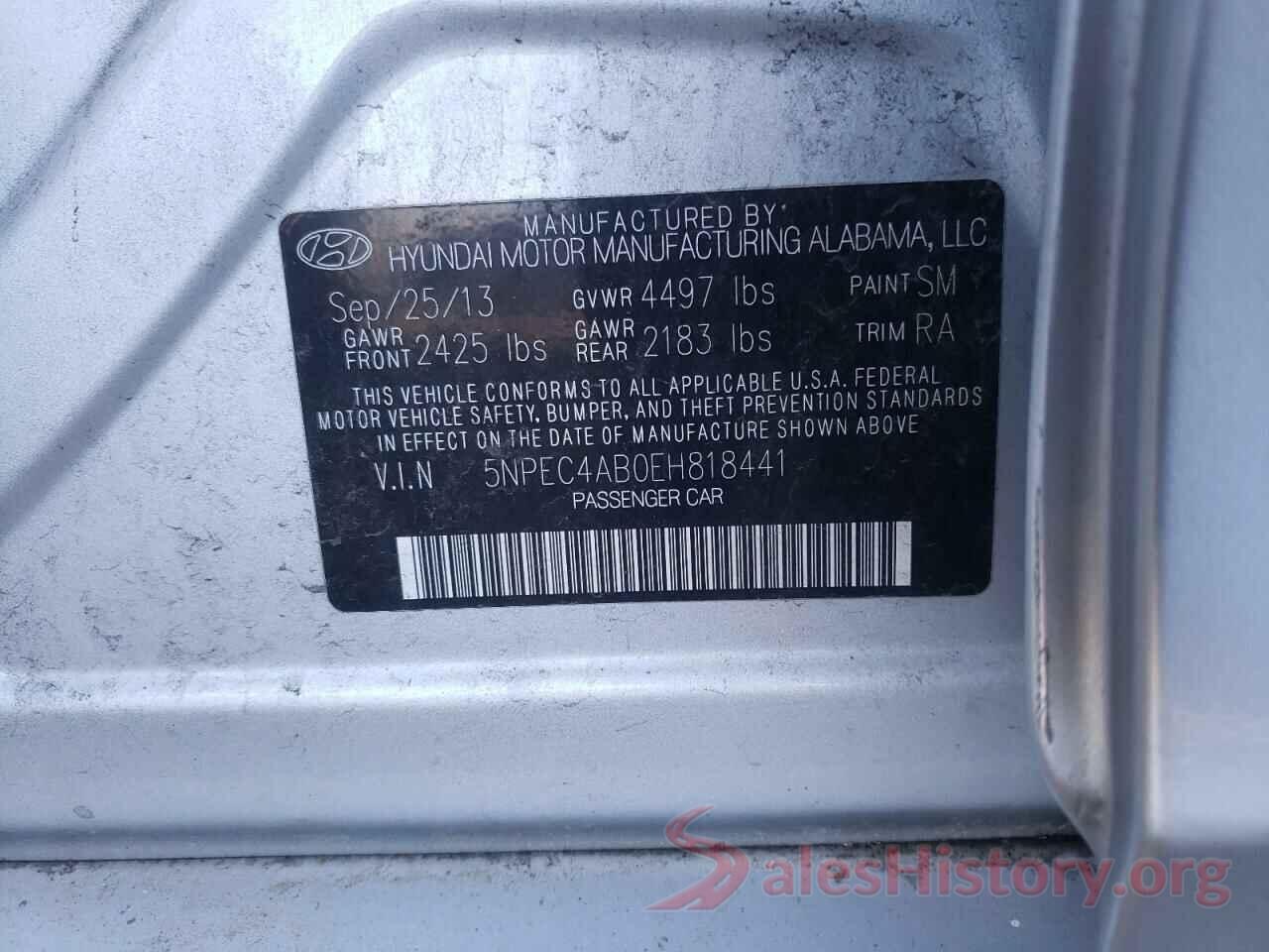 5NPEC4AB0EH818441 2014 HYUNDAI SONATA