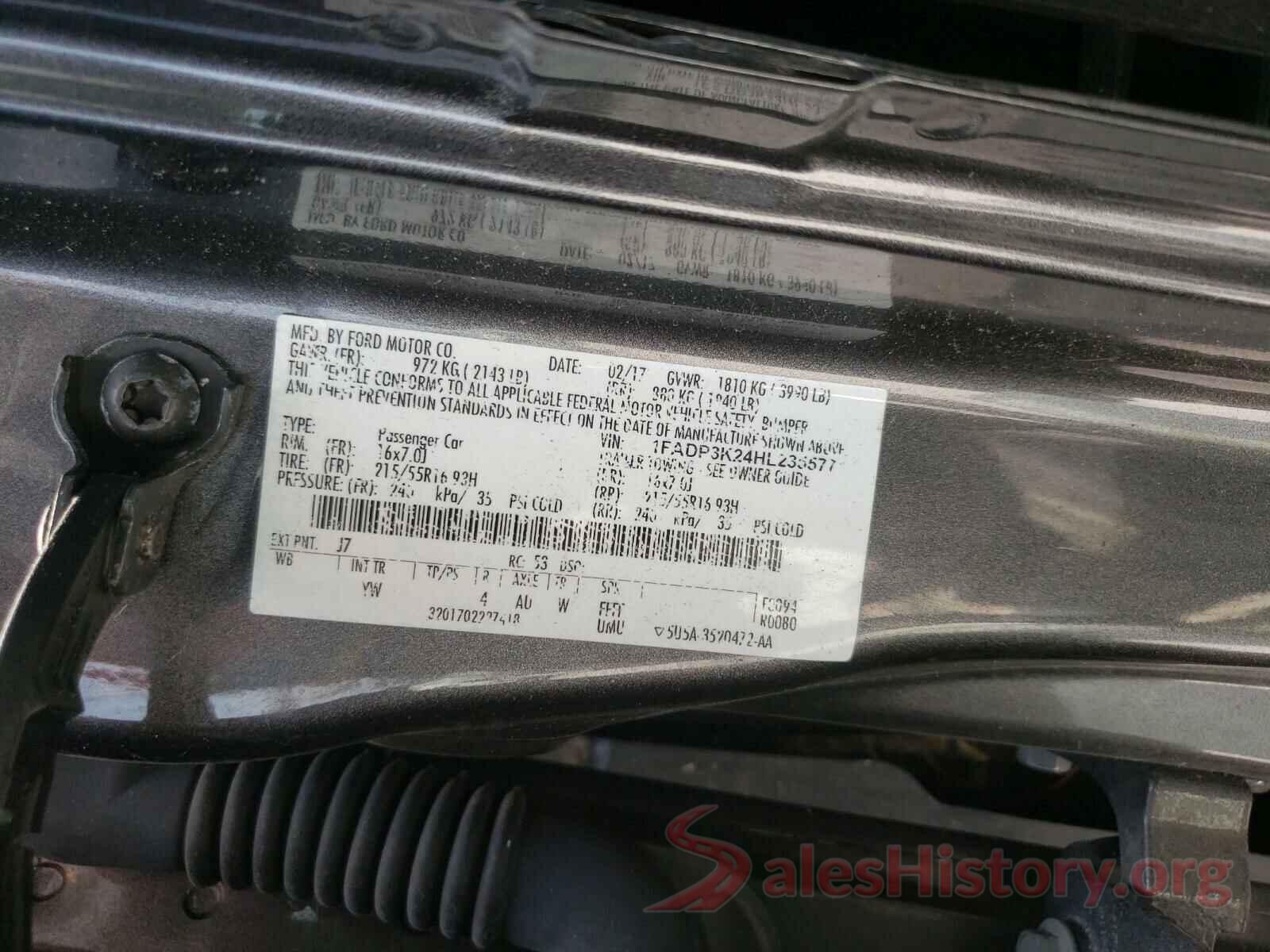 1FADP3K24HL235577 2017 FORD FOCUS