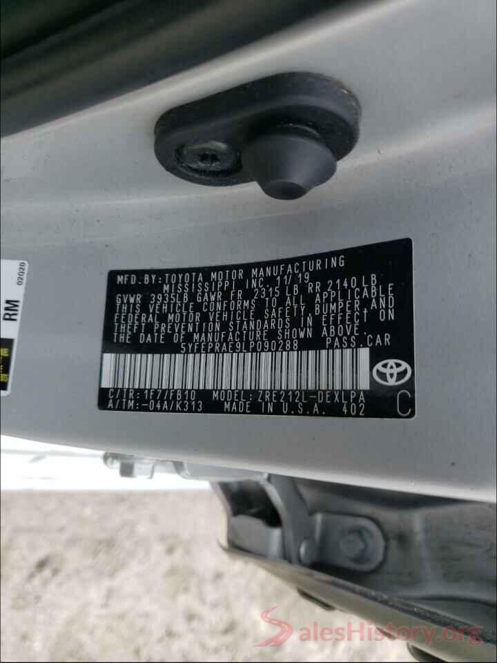 5YFEPRAE9LP090288 2020 TOYOTA COROLLA