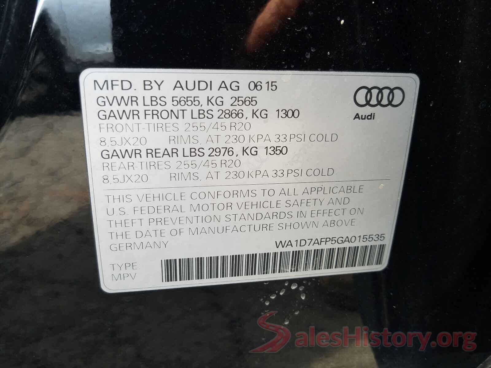 WA1D7AFP5GA015535 2016 AUDI Q5