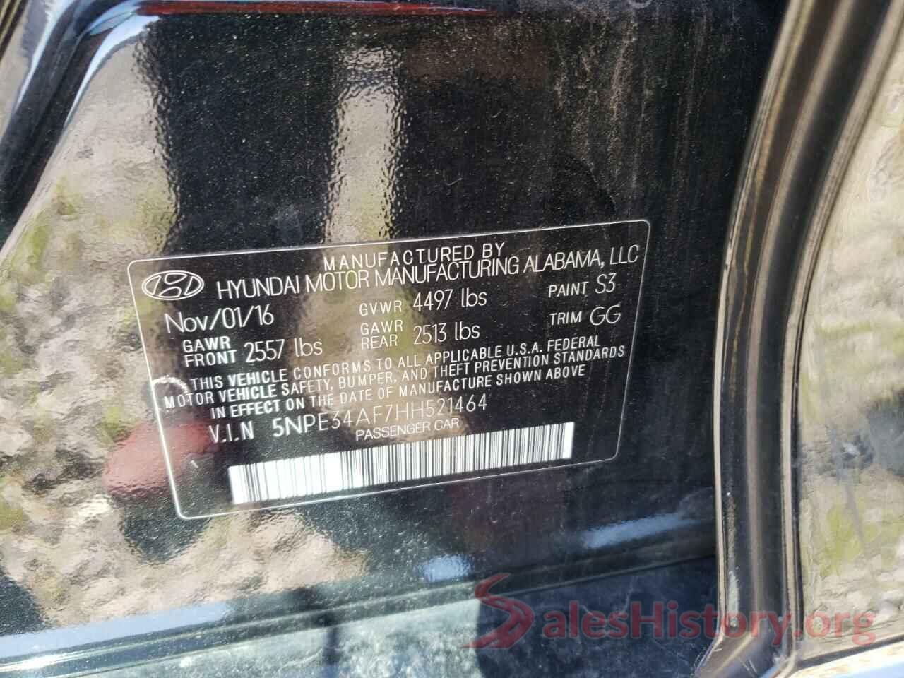 5NPE34AF7HH521464 2017 HYUNDAI SONATA