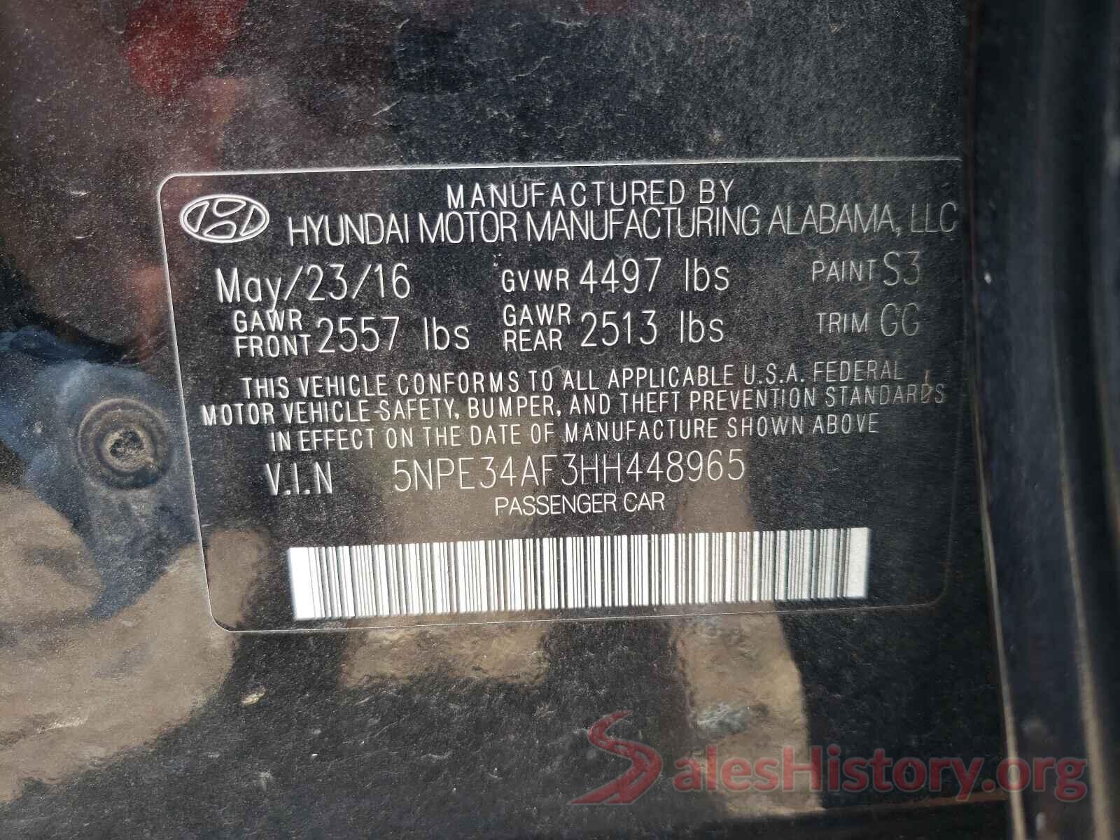 5NPE34AF3HH448965 2017 HYUNDAI SONATA