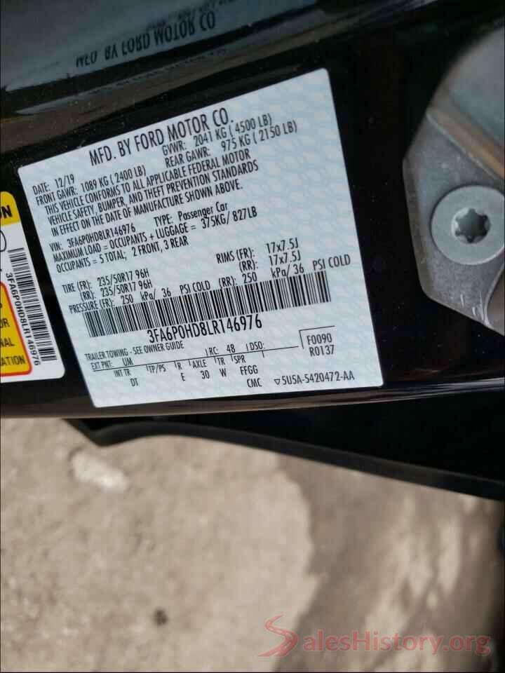 3FA6P0HD8LR146976 2020 FORD FUSION