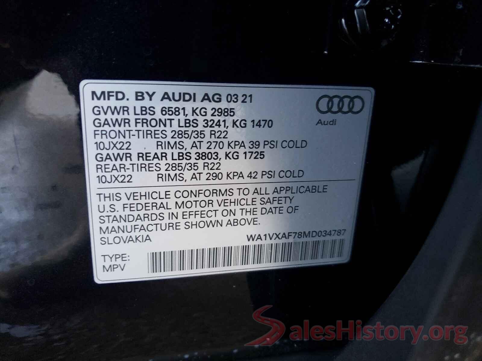 WA1VXAF78MD034787 2021 AUDI Q7