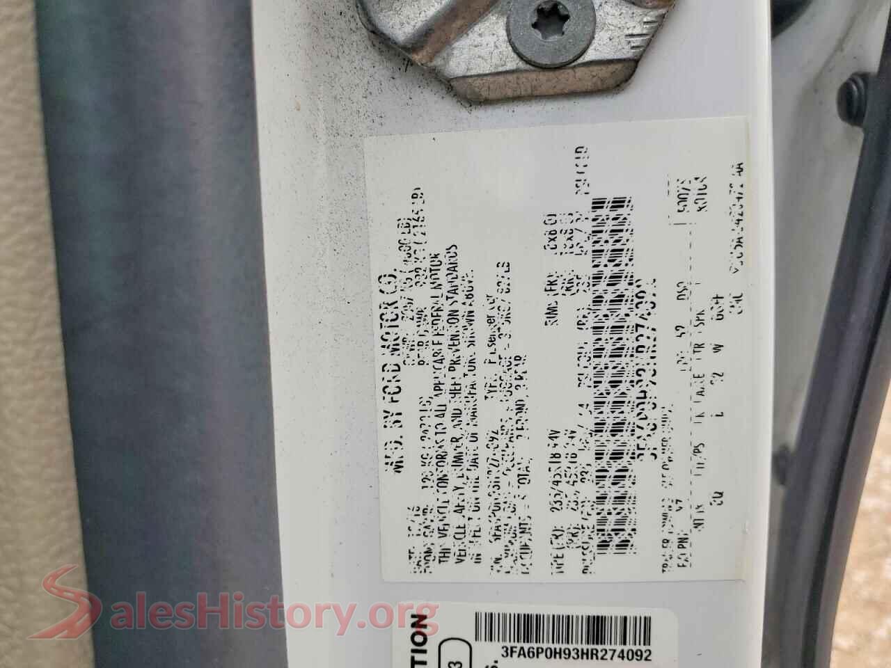 2017 FORD FUSION VIN 3FA6P0H93HR274092, wheel and tire