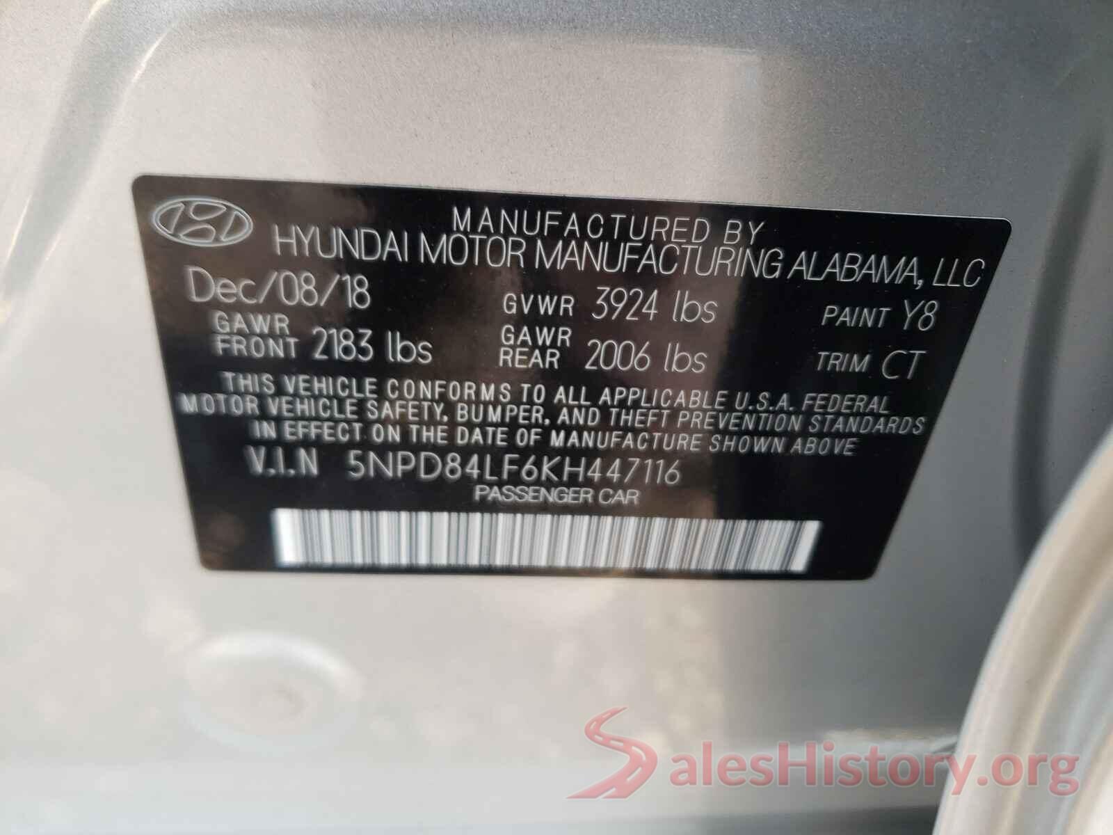 5NPD84LF6KH447116 2019 HYUNDAI ELANTRA