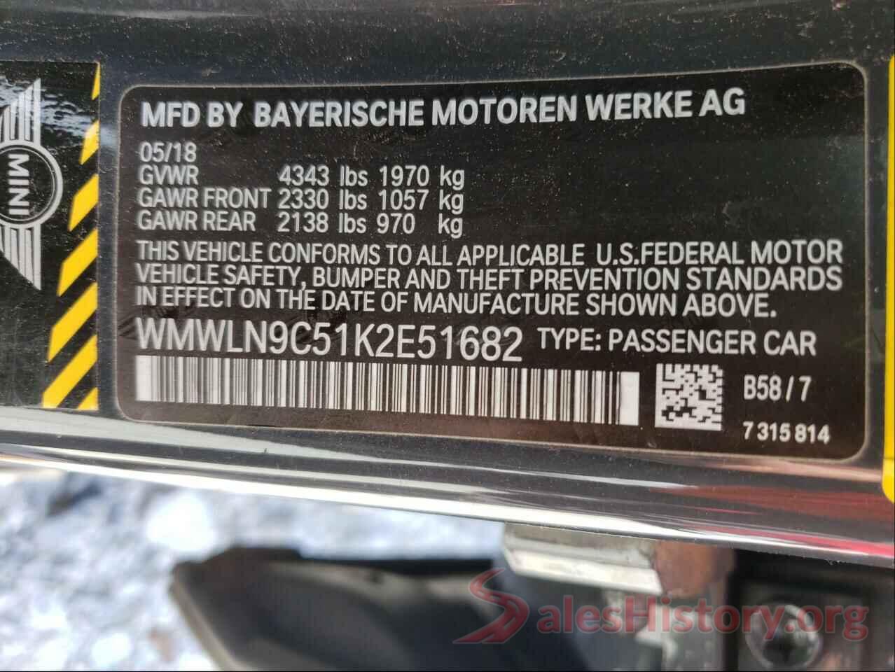 WMWLN9C51K2E51682 2019 MINI COOPER