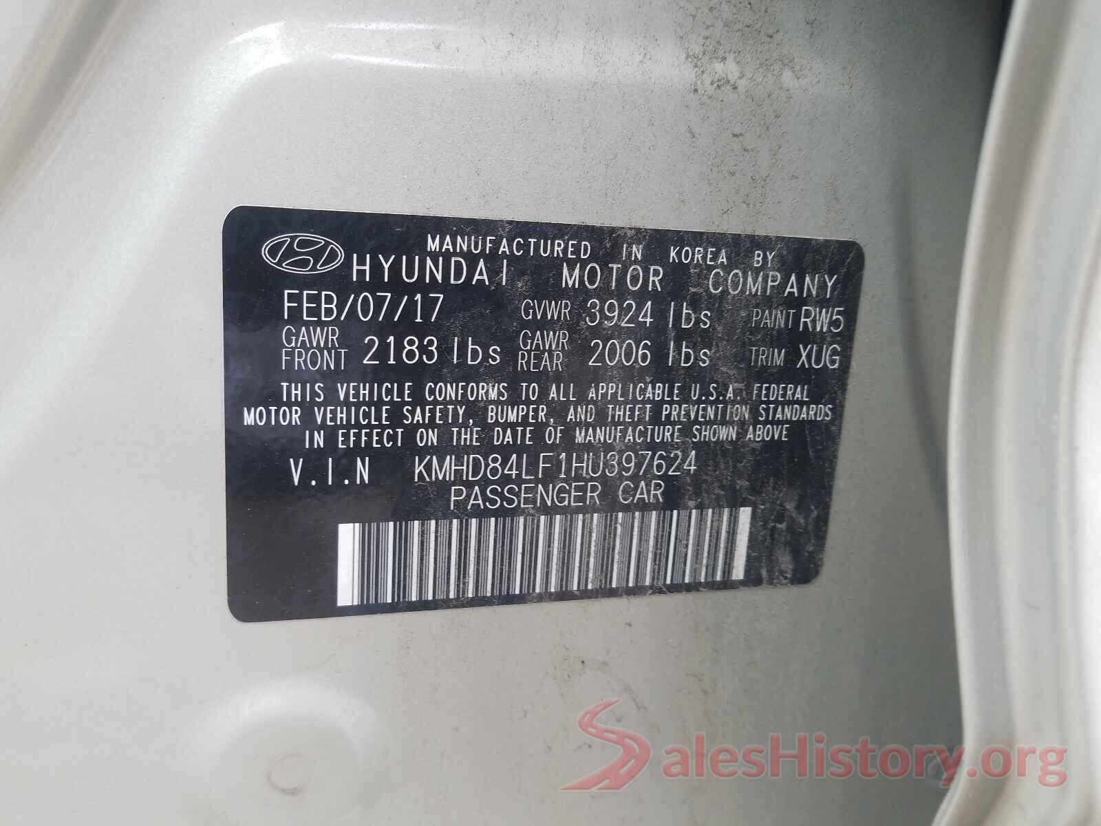 KMHD84LF1HU397624 2017 HYUNDAI ELANTRA