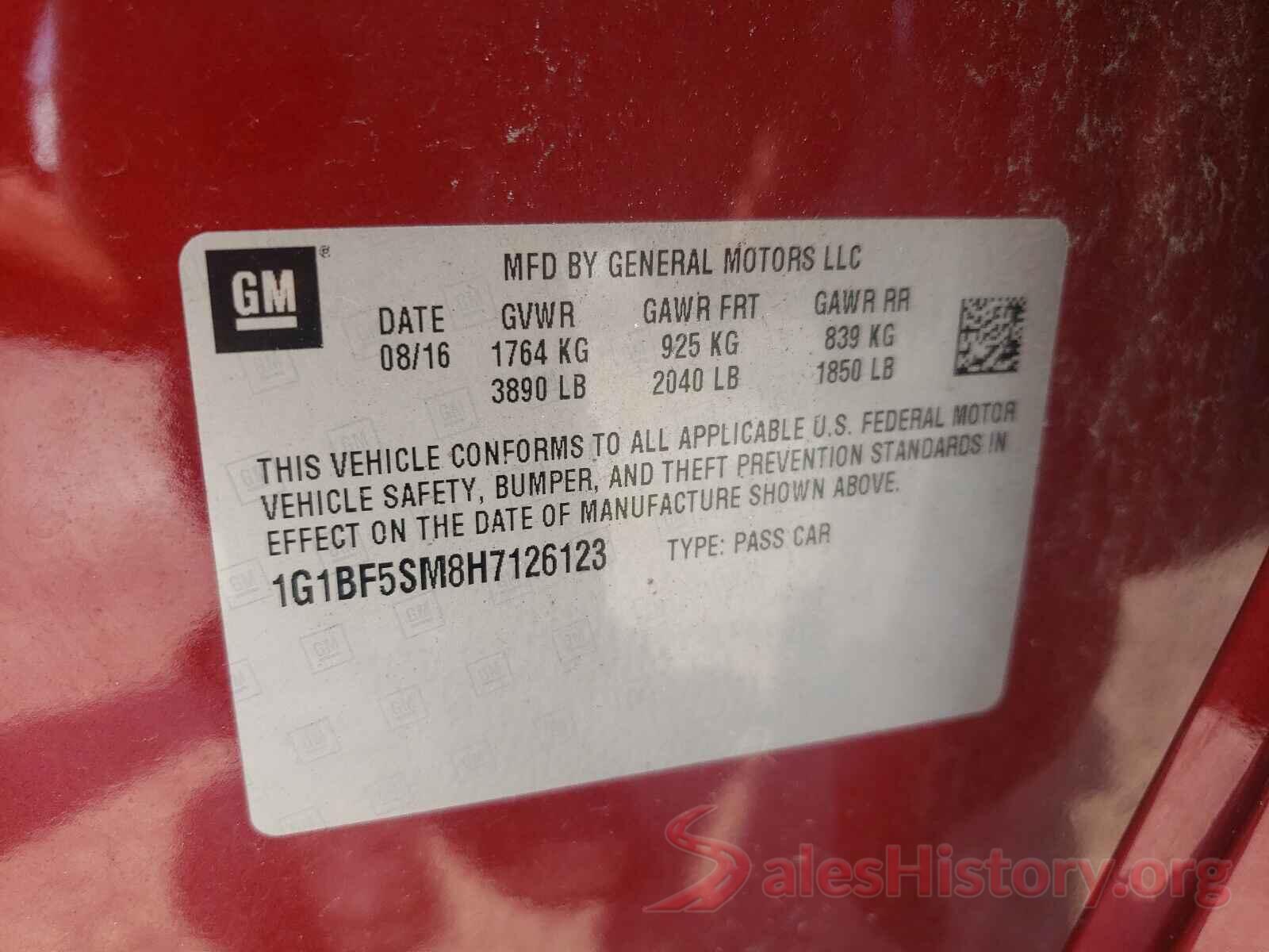 1G1BF5SM8H7126123 2017 CHEVROLET CRUZE