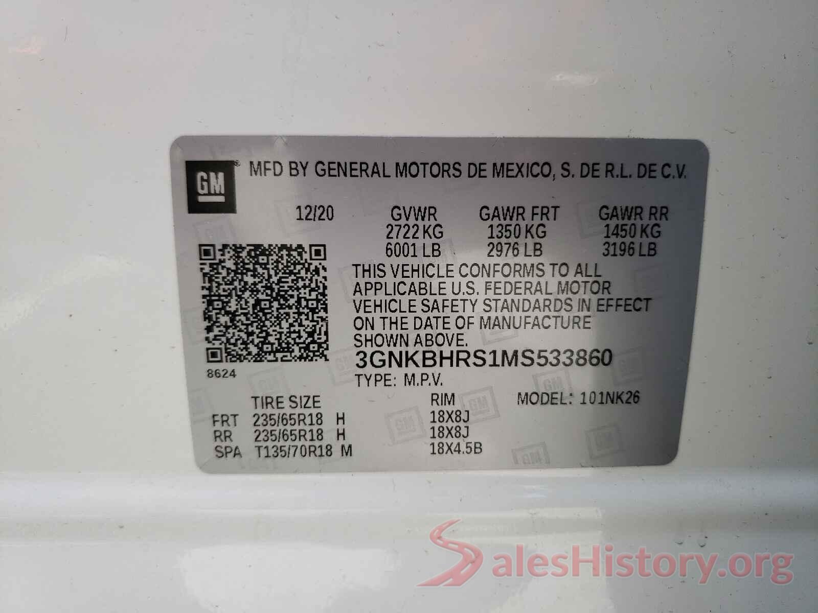 3GNKBHRS1MS533860 2021 CHEVROLET BLAZER