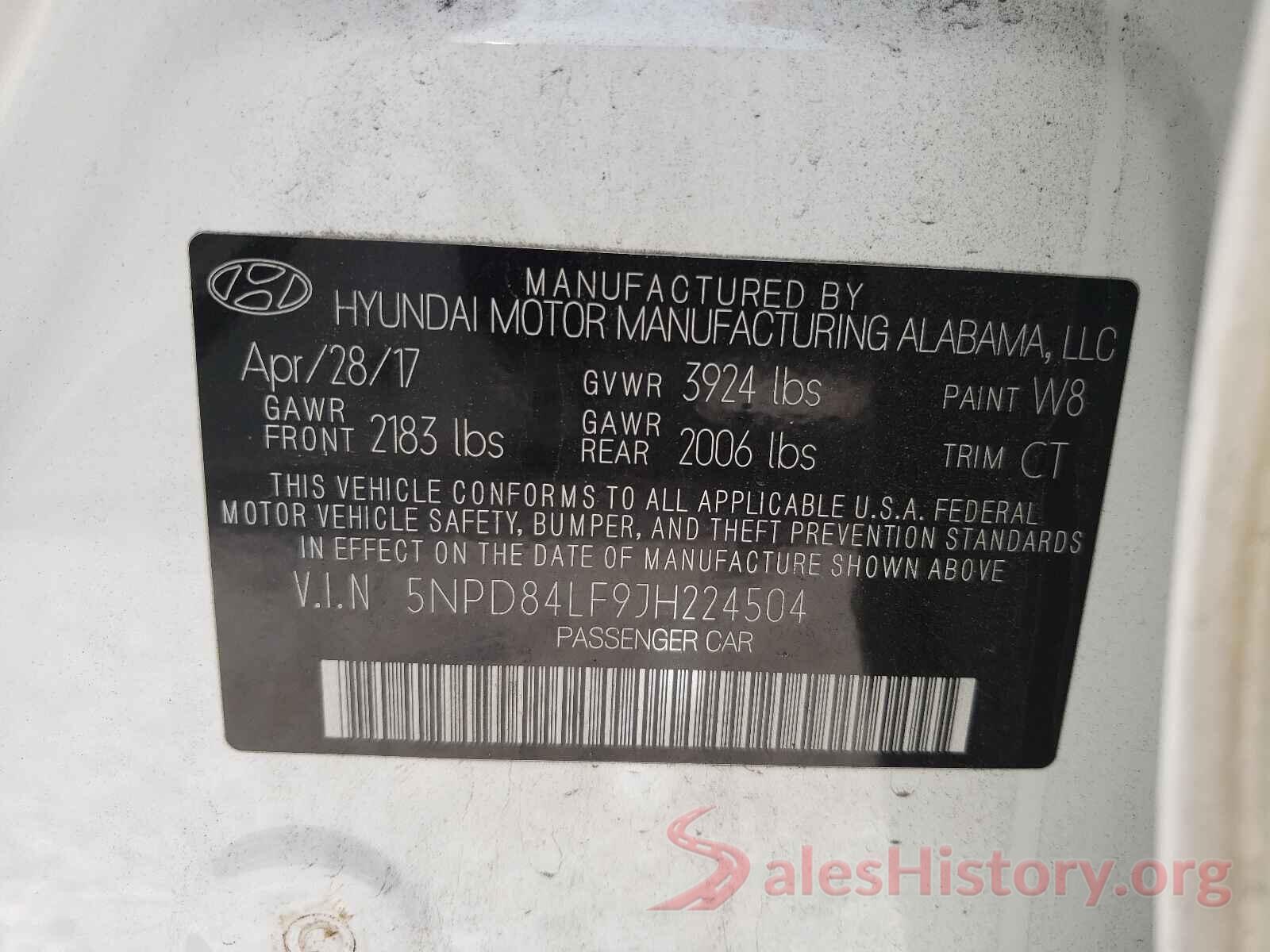 5NPD84LF9JH224504 2018 HYUNDAI ELANTRA