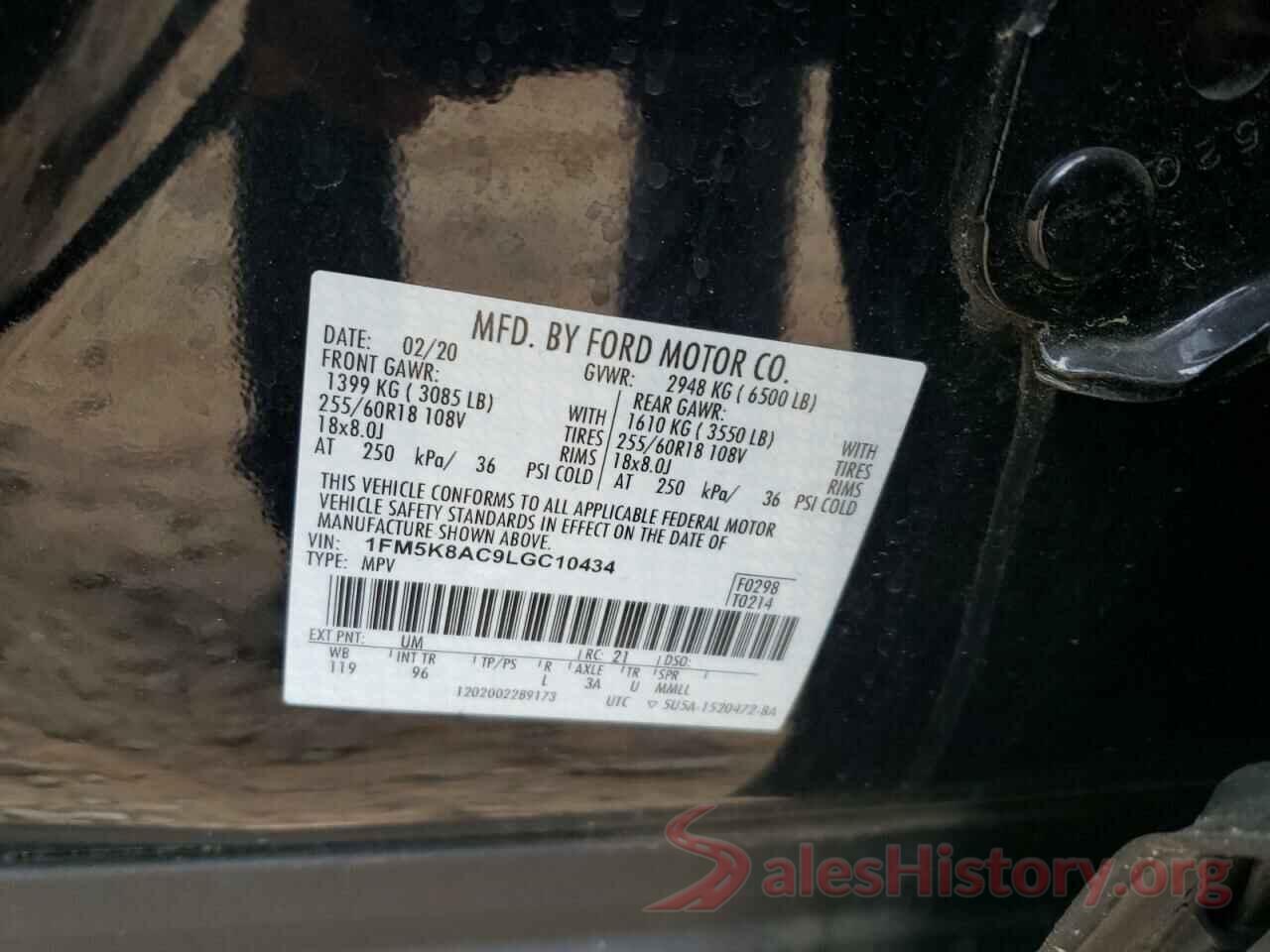 1FM5K8AC9LGC10434 2020 FORD EXPLORER