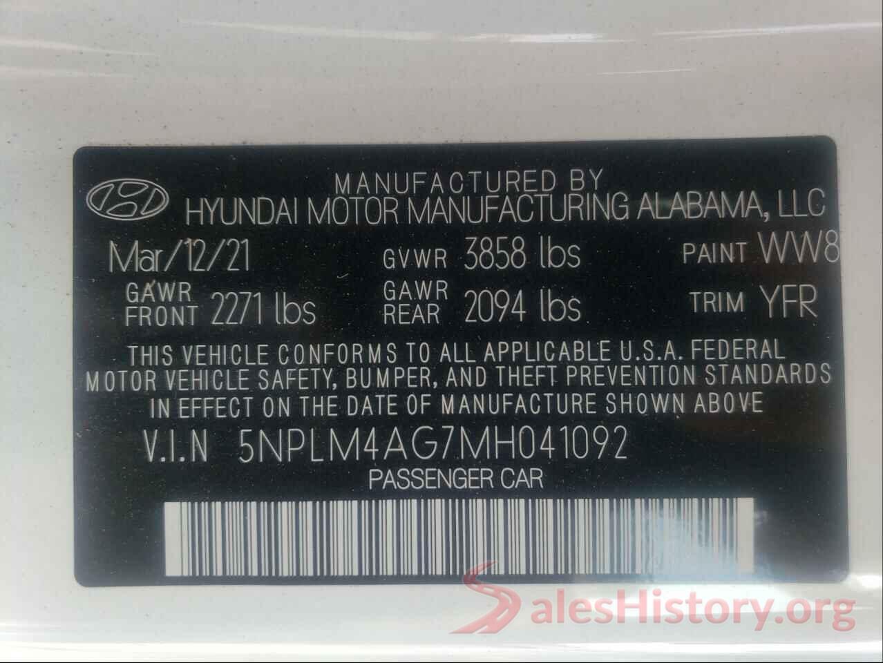 5NPLM4AG7MH041092 2021 HYUNDAI ELANTRA