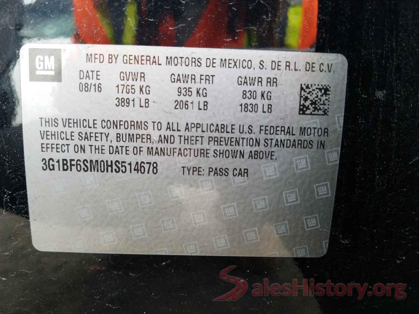 3G1BF6SM0HS514678 2017 CHEVROLET CRUZE