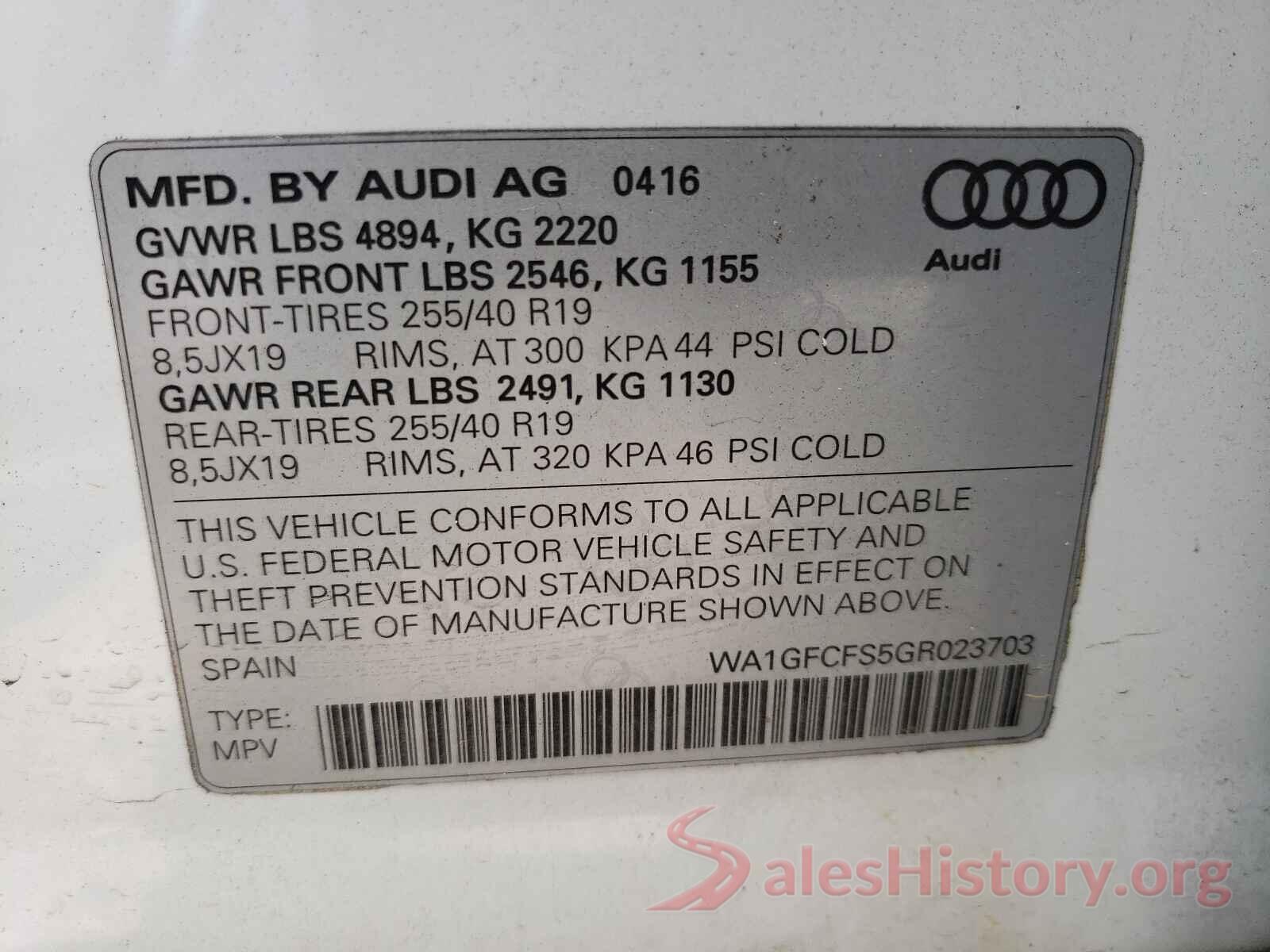 WA1GFCFS5GR023703 2016 AUDI Q3