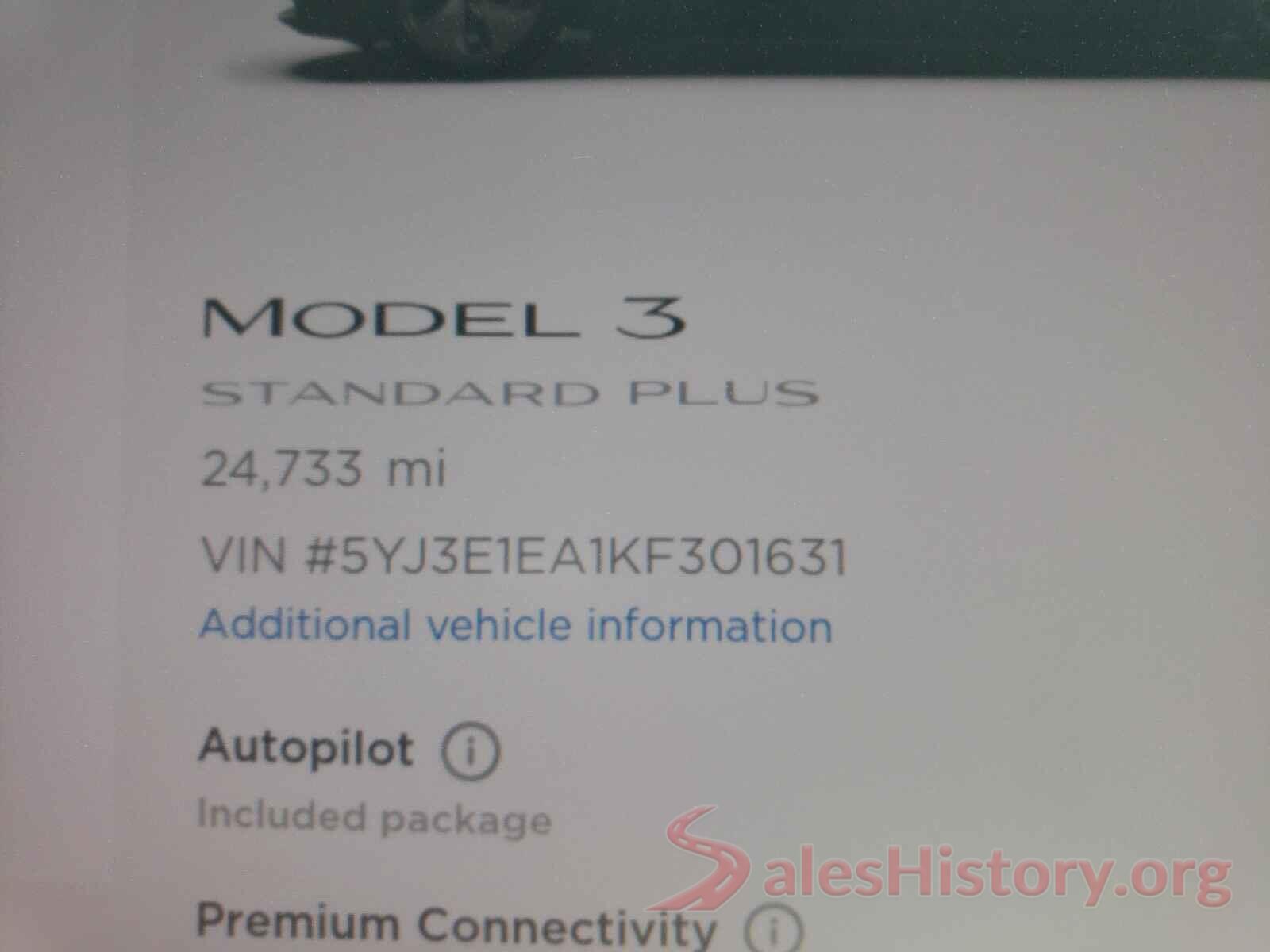 5YJ3E1EA1KF301631 2019 TESLA MODEL 3