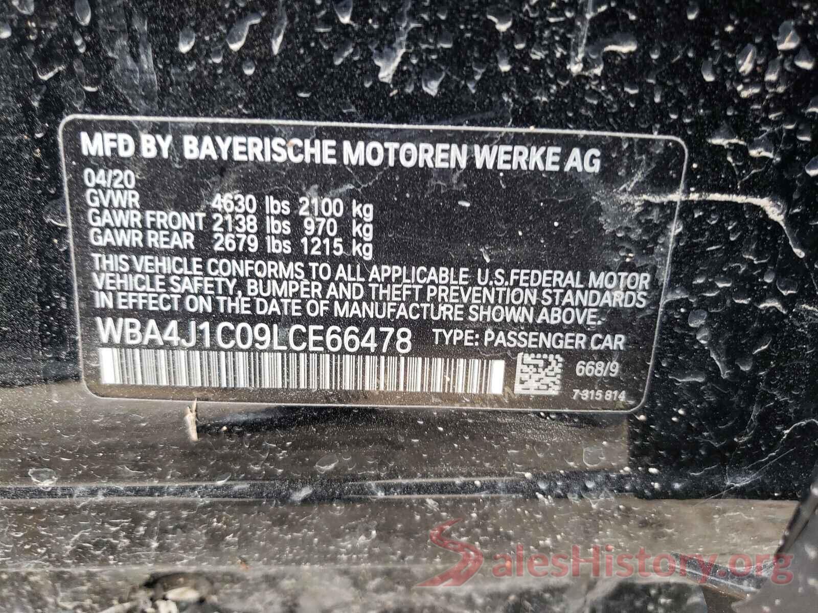 WBA4J1C09LCE66478 2020 BMW 4 SERIES