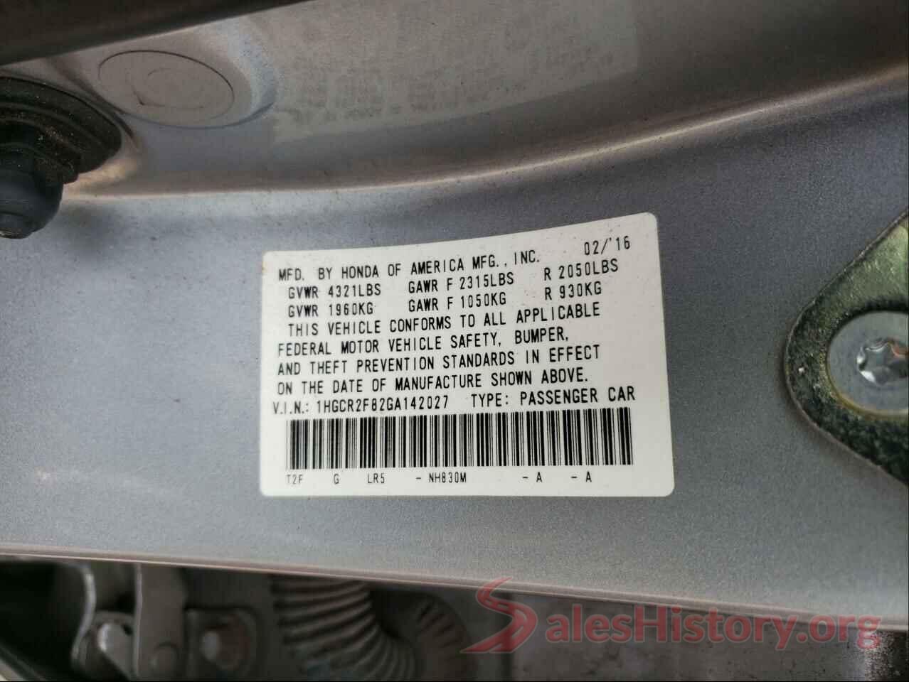 1HGCR2F82GA142027 2016 HONDA ACCORD