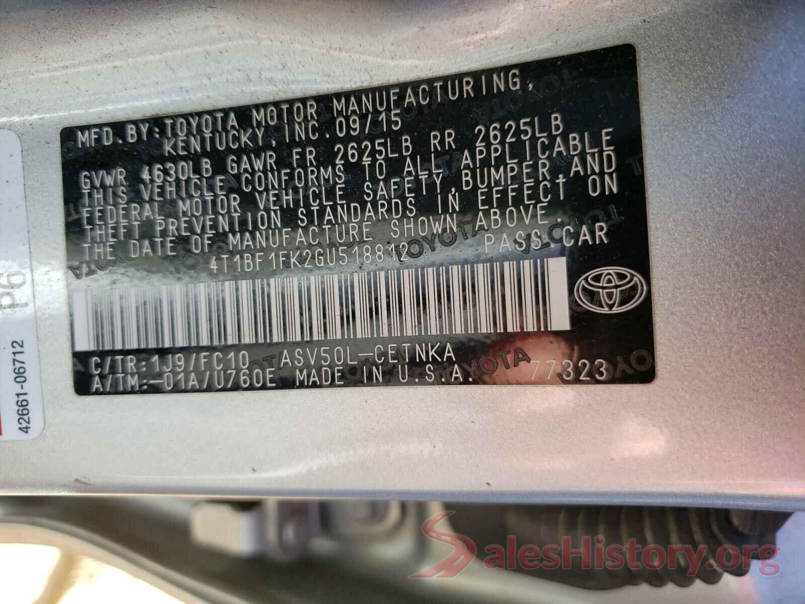 4T1BF1FK2GU518812 2016 TOYOTA CAMRY