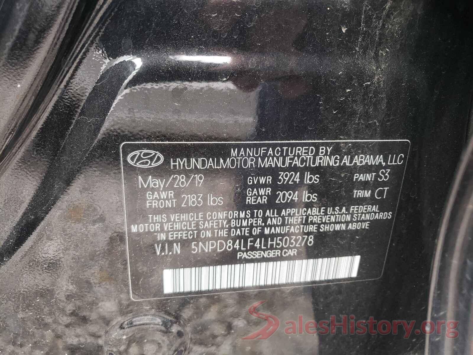 5NPD84LF4LH503278 2020 HYUNDAI ELANTRA