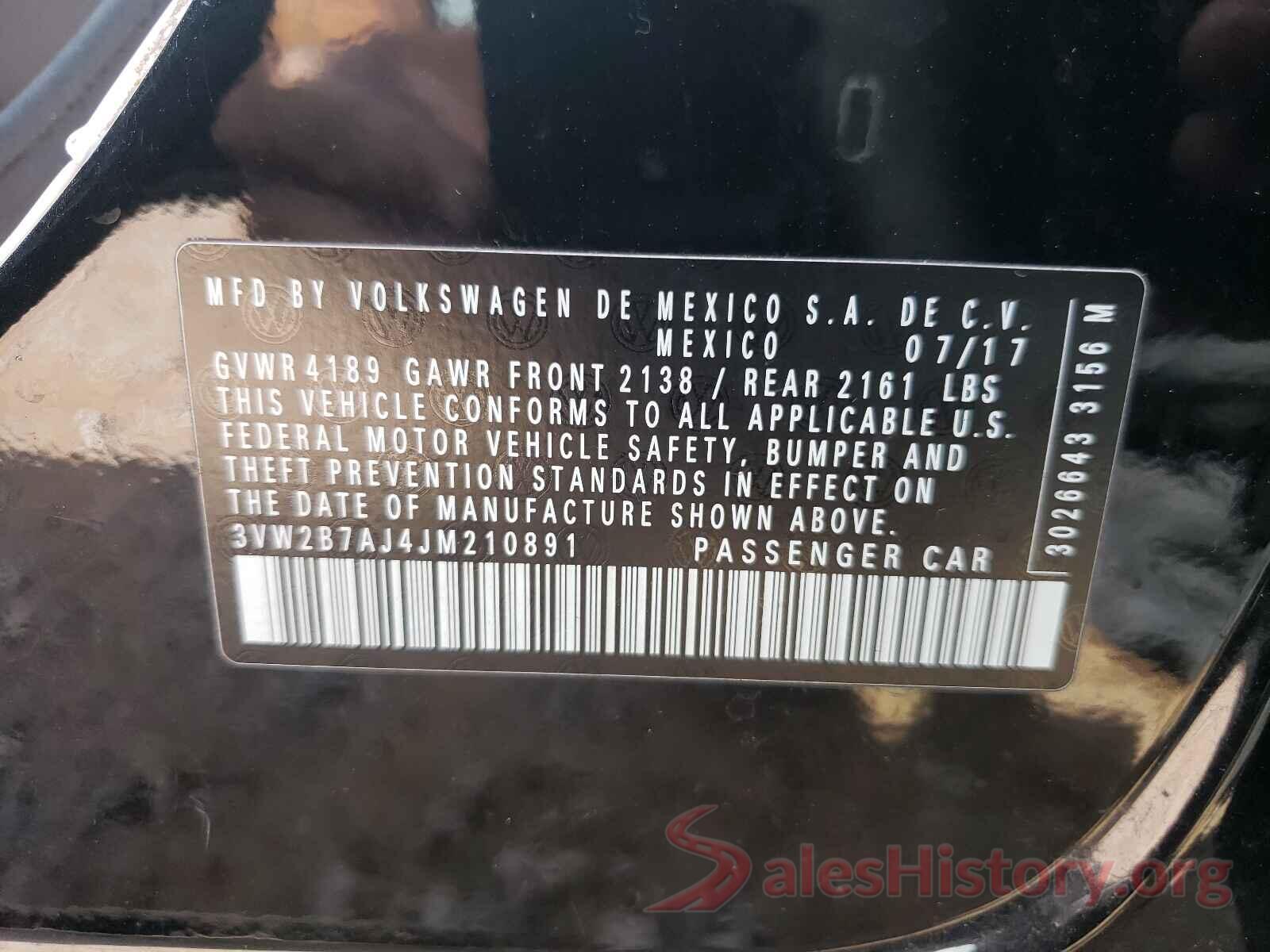 3VW2B7AJ4JM210891 2018 VOLKSWAGEN JETTA