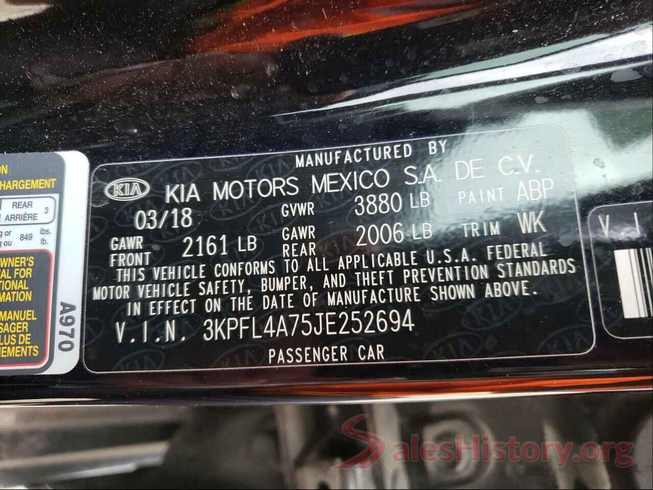 3KPFL4A75JE252694 2018 KIA FORTE