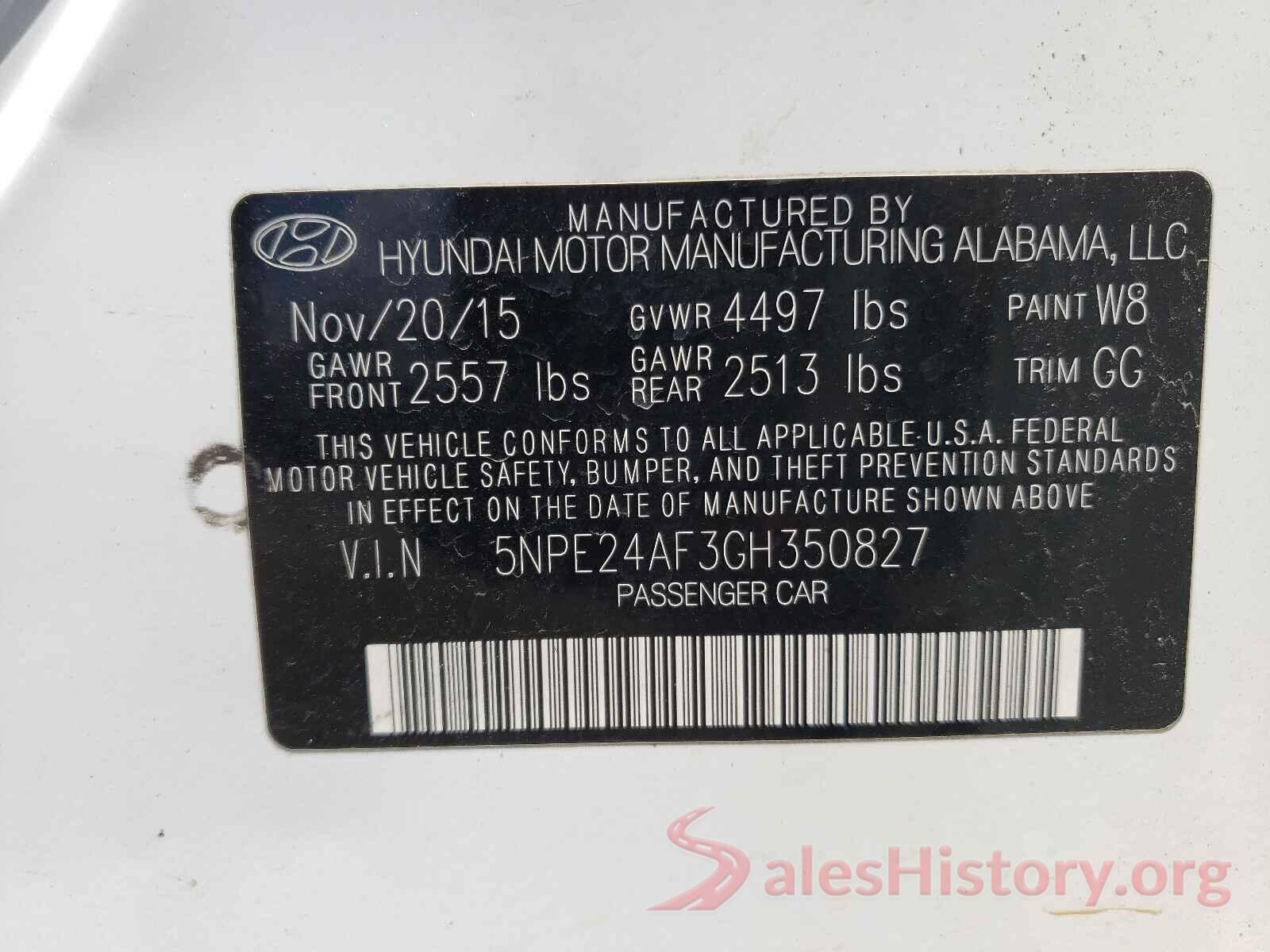 5NPE24AF3GH350827 2016 HYUNDAI SONATA