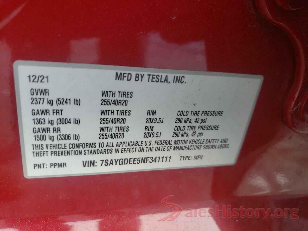 7SAYGDEE5NF341111 2022 TESLA MODEL Y