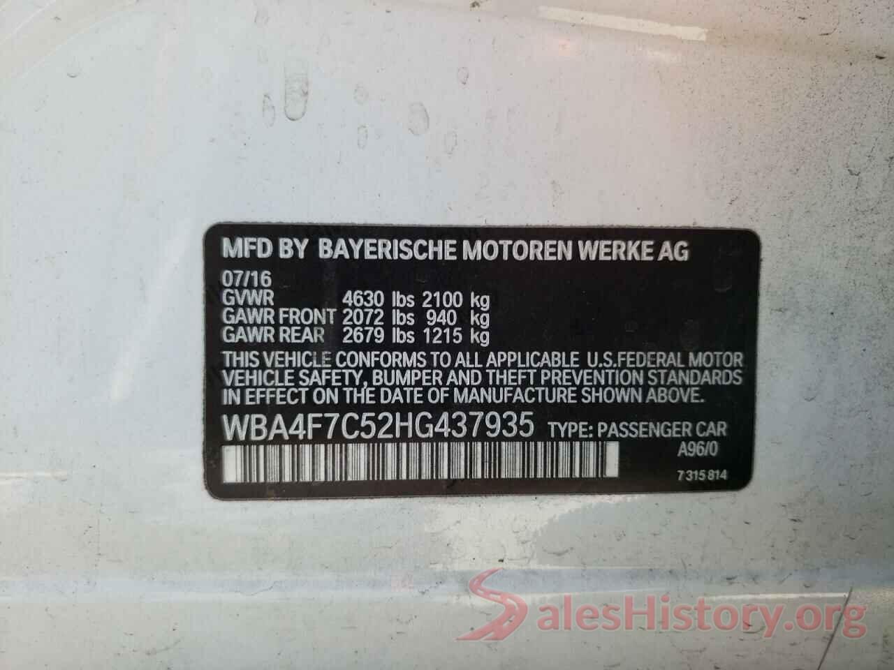 WBA4F7C52HG437935 2017 BMW 4 SERIES