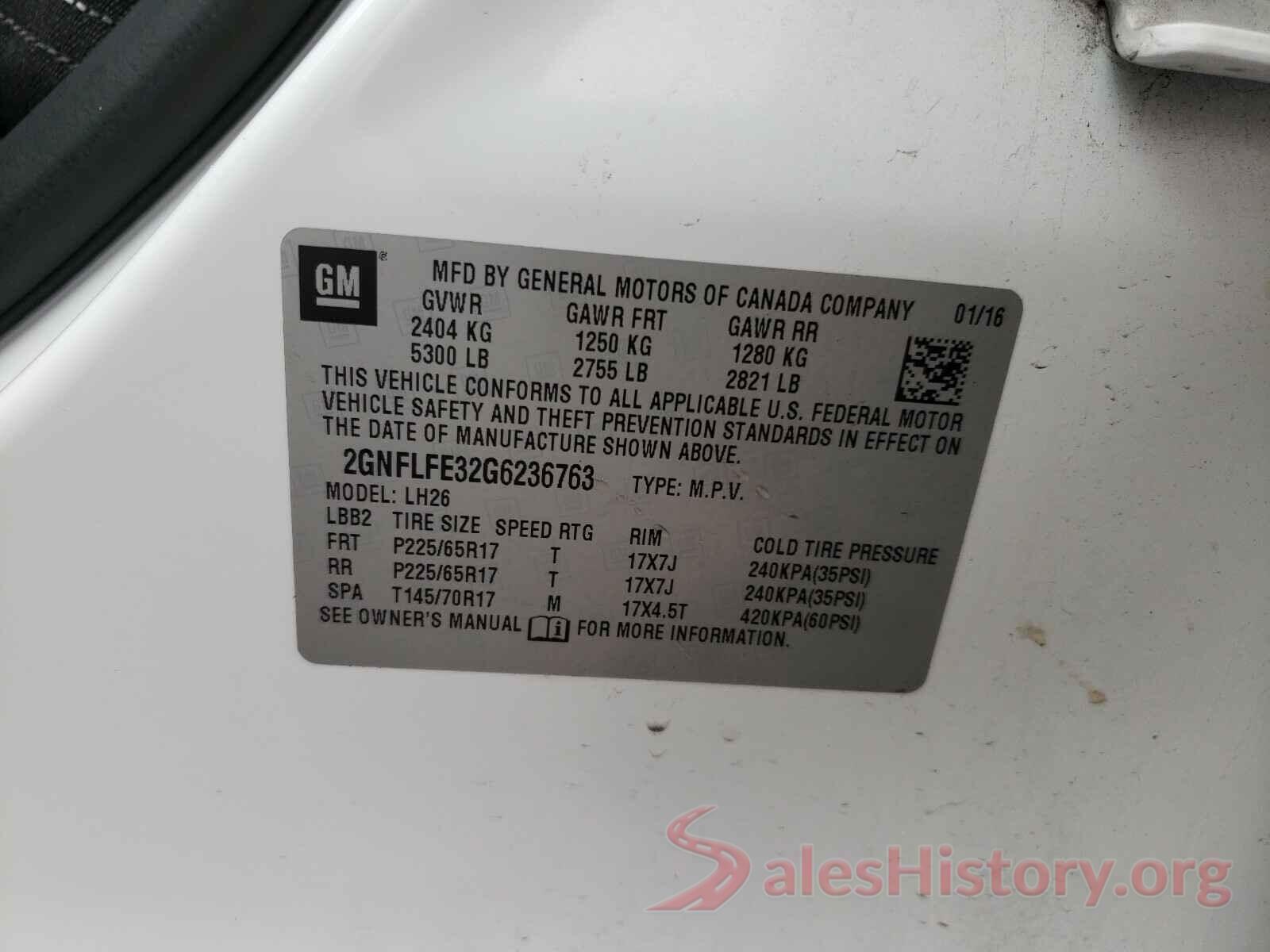 2GNFLFE32G6236763 2016 CHEVROLET EQUINOX