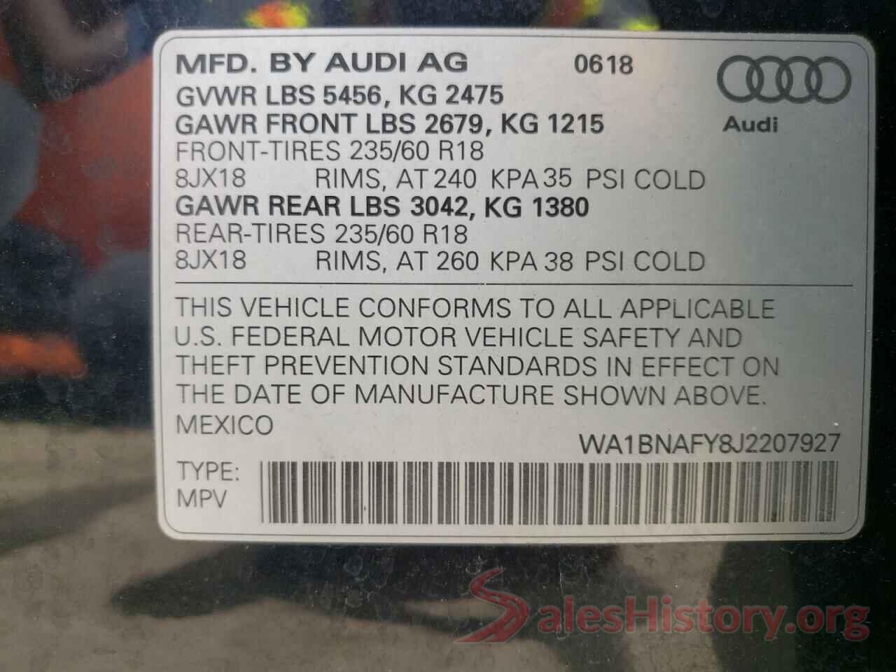 WA1BNAFY8J2207927 2018 AUDI Q5